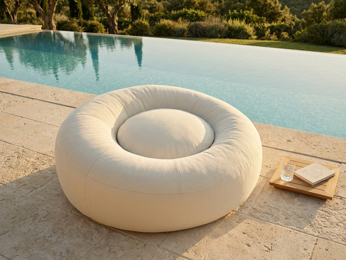 Bobochic Eloane Pouf Stoff Beige, 100 cm