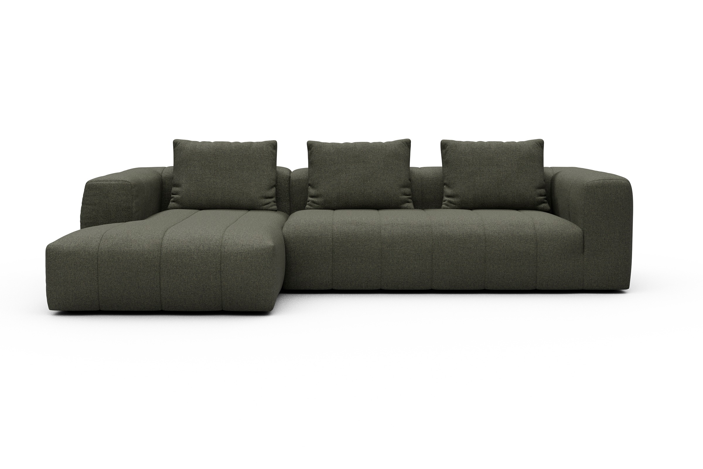 Ecksofa Hugo 2,5-Sitzer Armlehne rechts mit Chaiselongue Sama-Winter-Moss