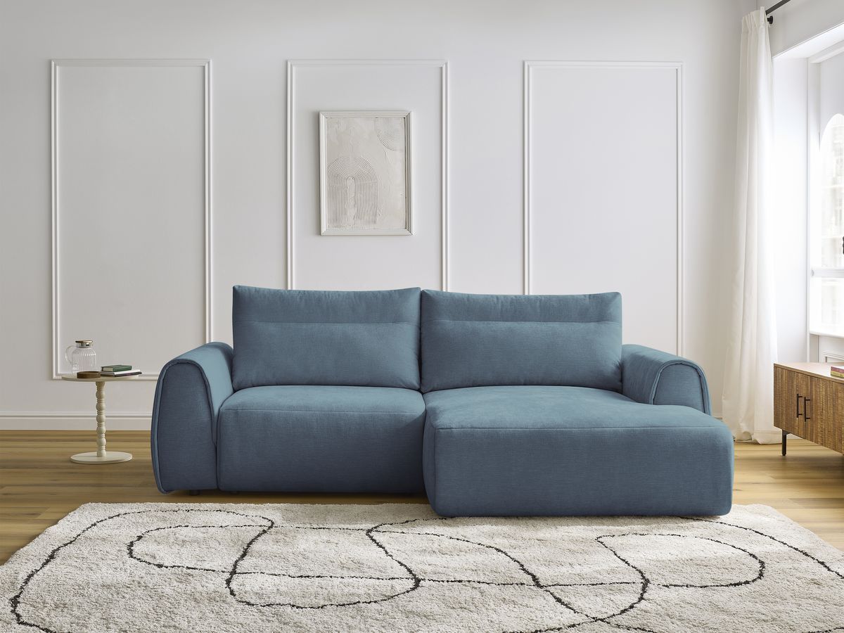 Bobochic Aden Ecksofa 246 × 152 cm Stoff Hellblau Ecke rechts