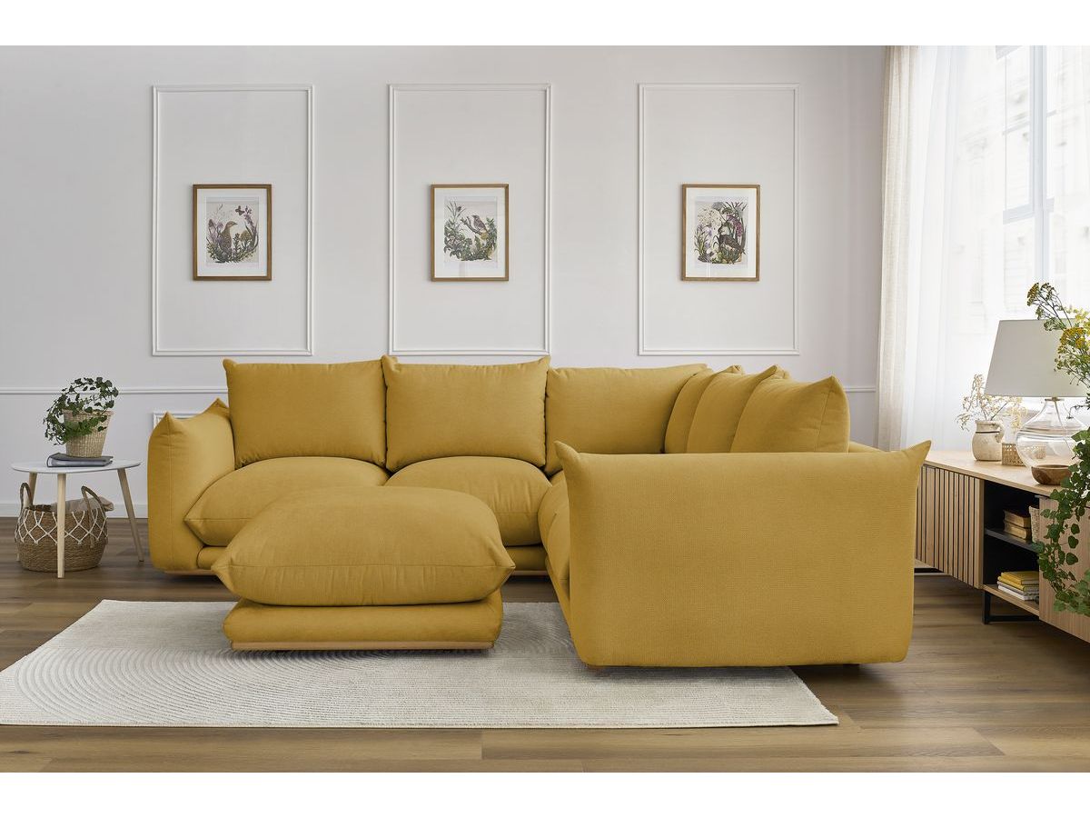 Bobochic Ernest Ecksofa mit Pouf Stoff Gelb