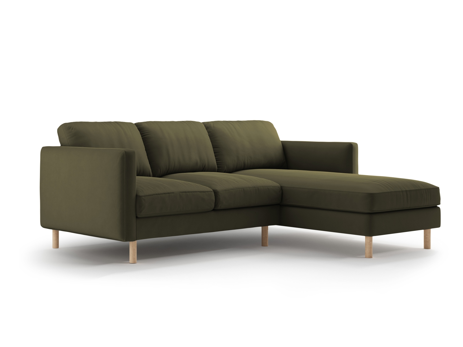 Micadoni Ecksofa Eden 3-Sitzer Rechts Samt Moßgrün Melange