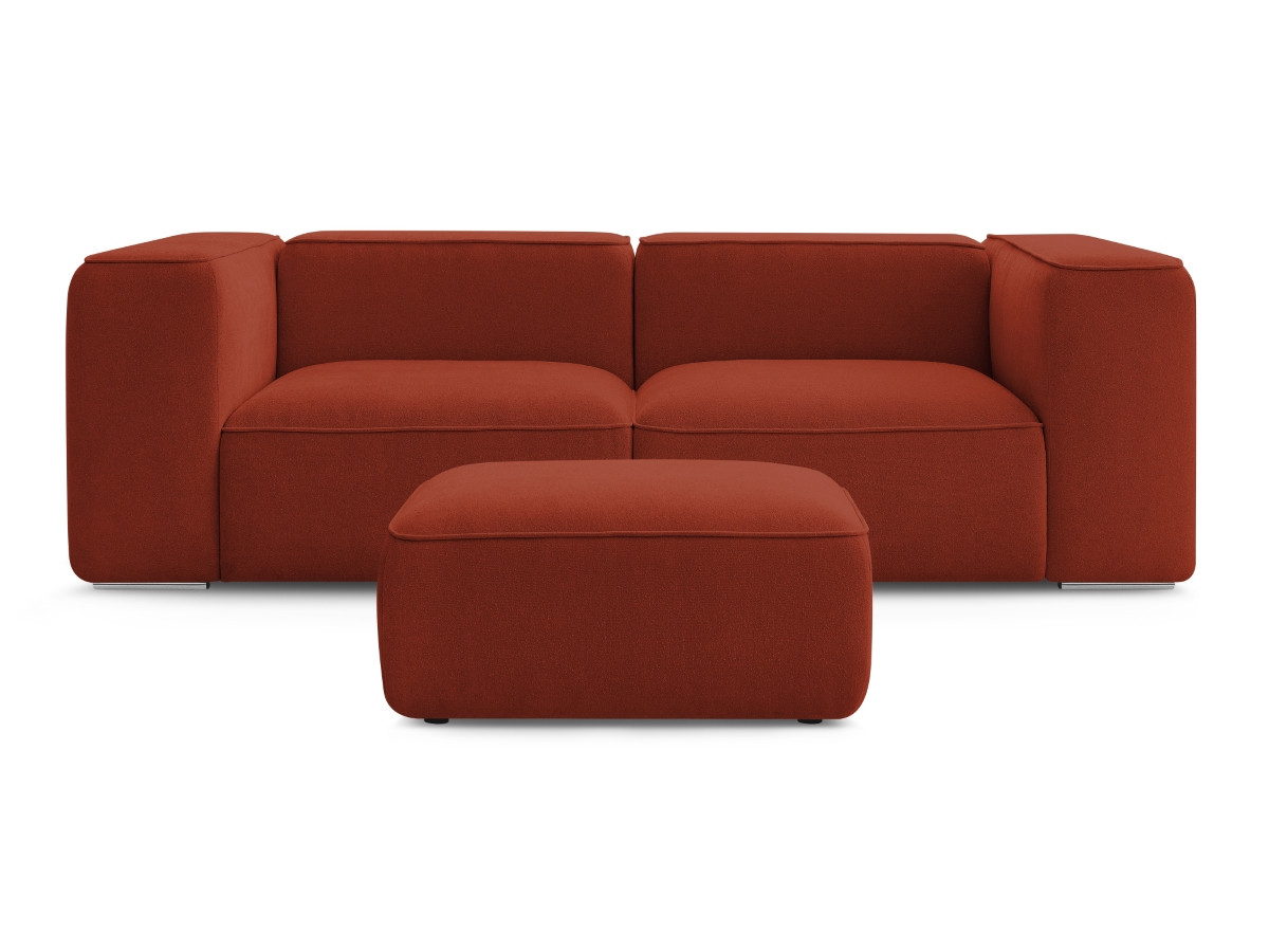 Bobochic Zephyr Sofa 3-Sitzer mit Pouf Strukturstoff Orange