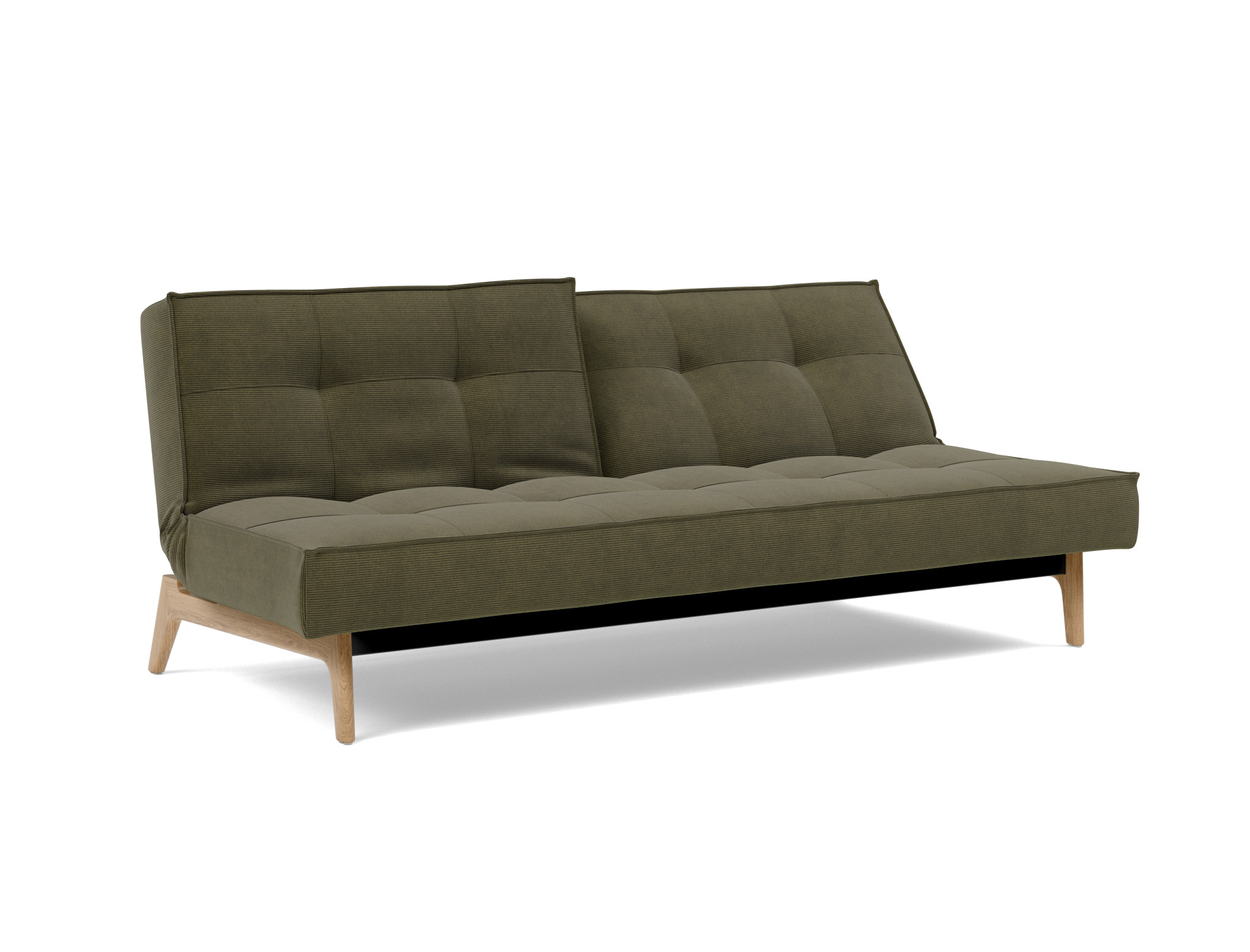 Schlafsofa Splitback Kord Cordufine 316-Pine-Green Beine Eiche
