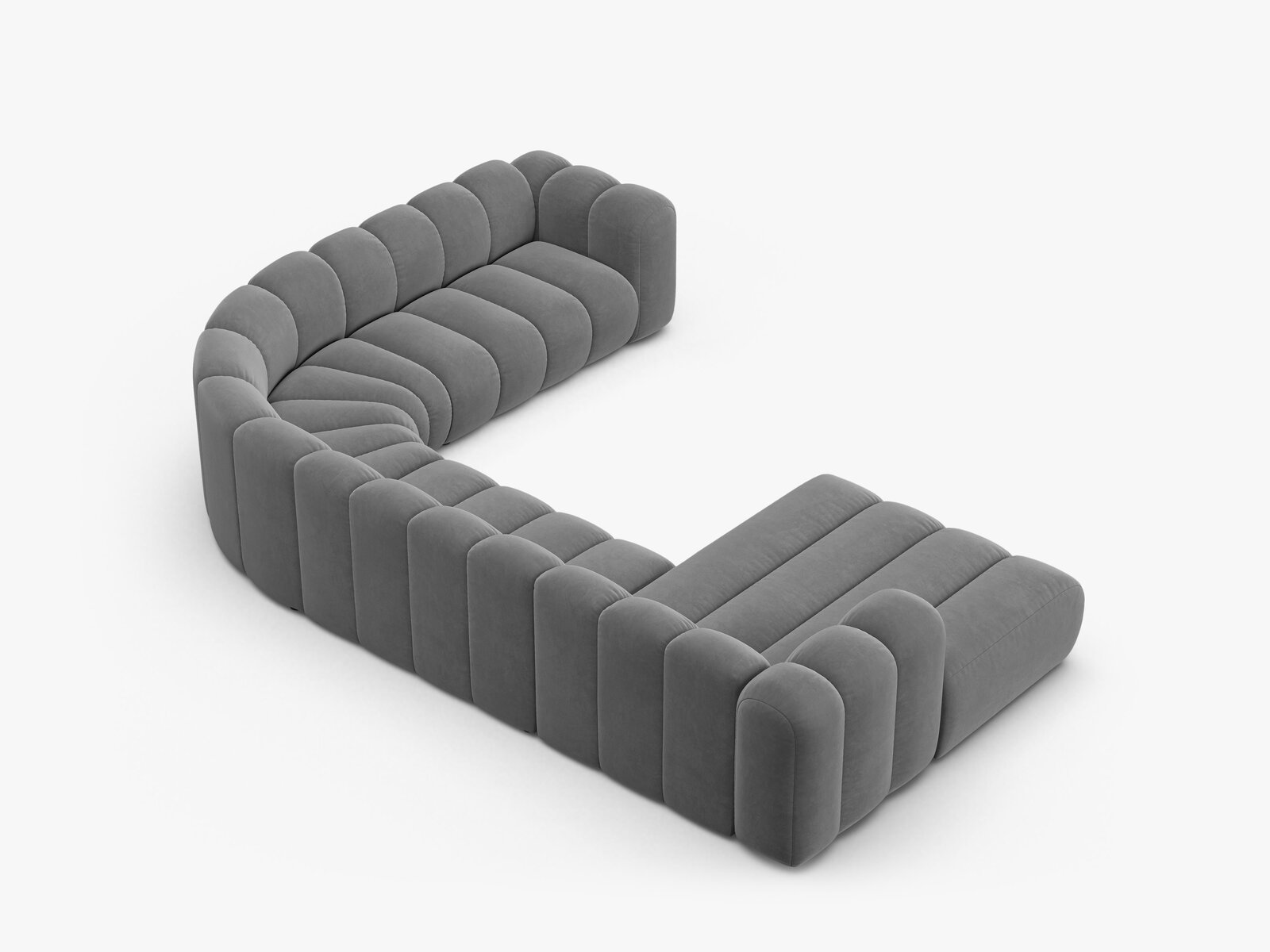 Micadoni Modulares Panorama Ecksofa Lupine 6-Sitzer Rechts Samt Venus Hellgrau