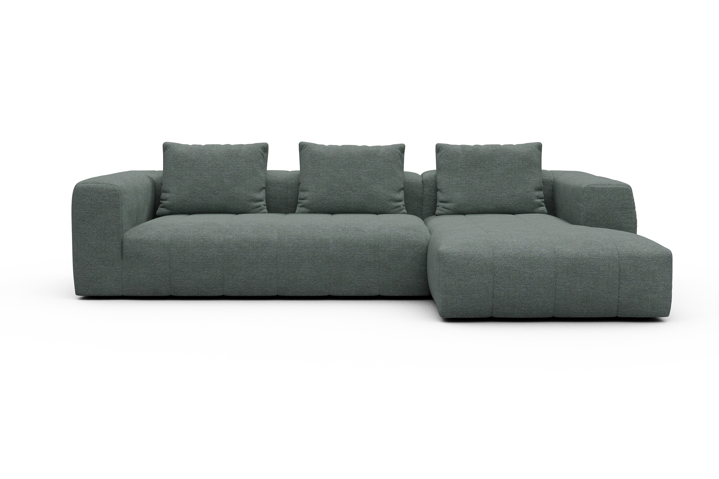 Ecksofa Hugo 2,5-Sitzer Armlehne links mit Chaiselongue Carreno-Ice-Blue