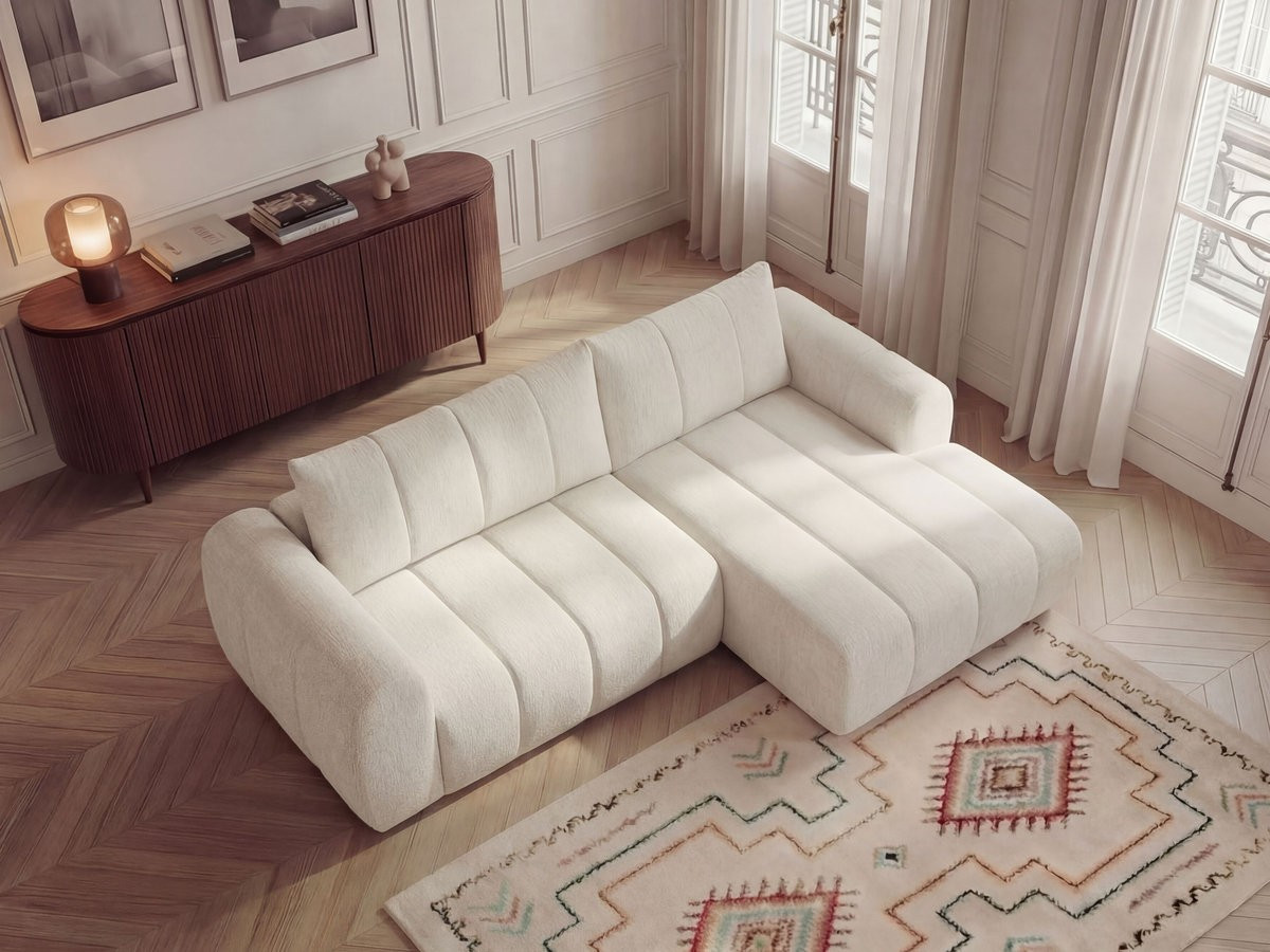 Bobochic Nesty Ecksofa 272 cm Melange-Stoff Beige Ecke rechts