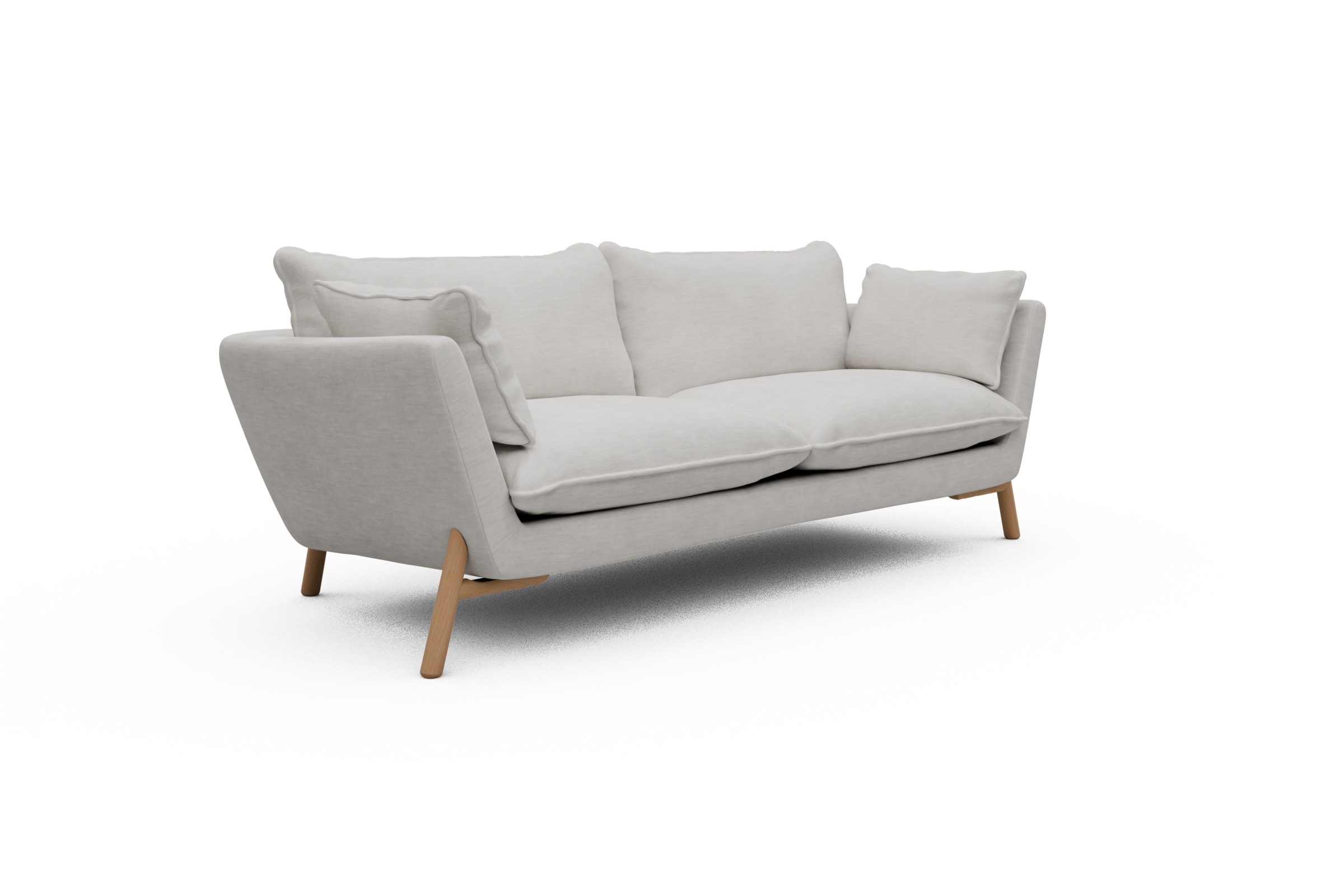 Sofa Emil PREMIUM 3-Sitzer Beinfarbe Eiche Natur Vivus-Dusty-Off-White