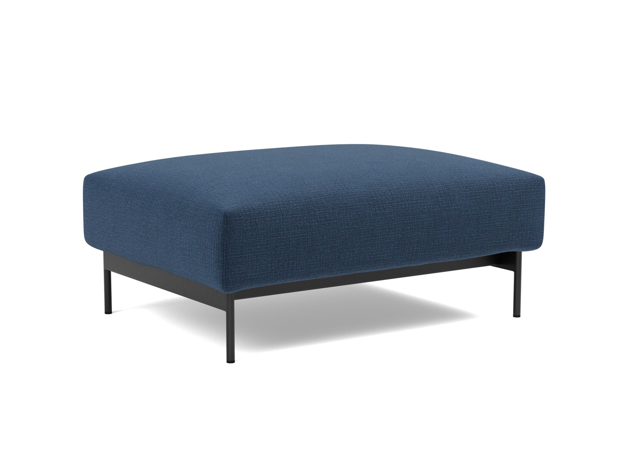 Hocker Malloy Chenille Esina 414-Indigo-Blue Beine Schwarzes Metall