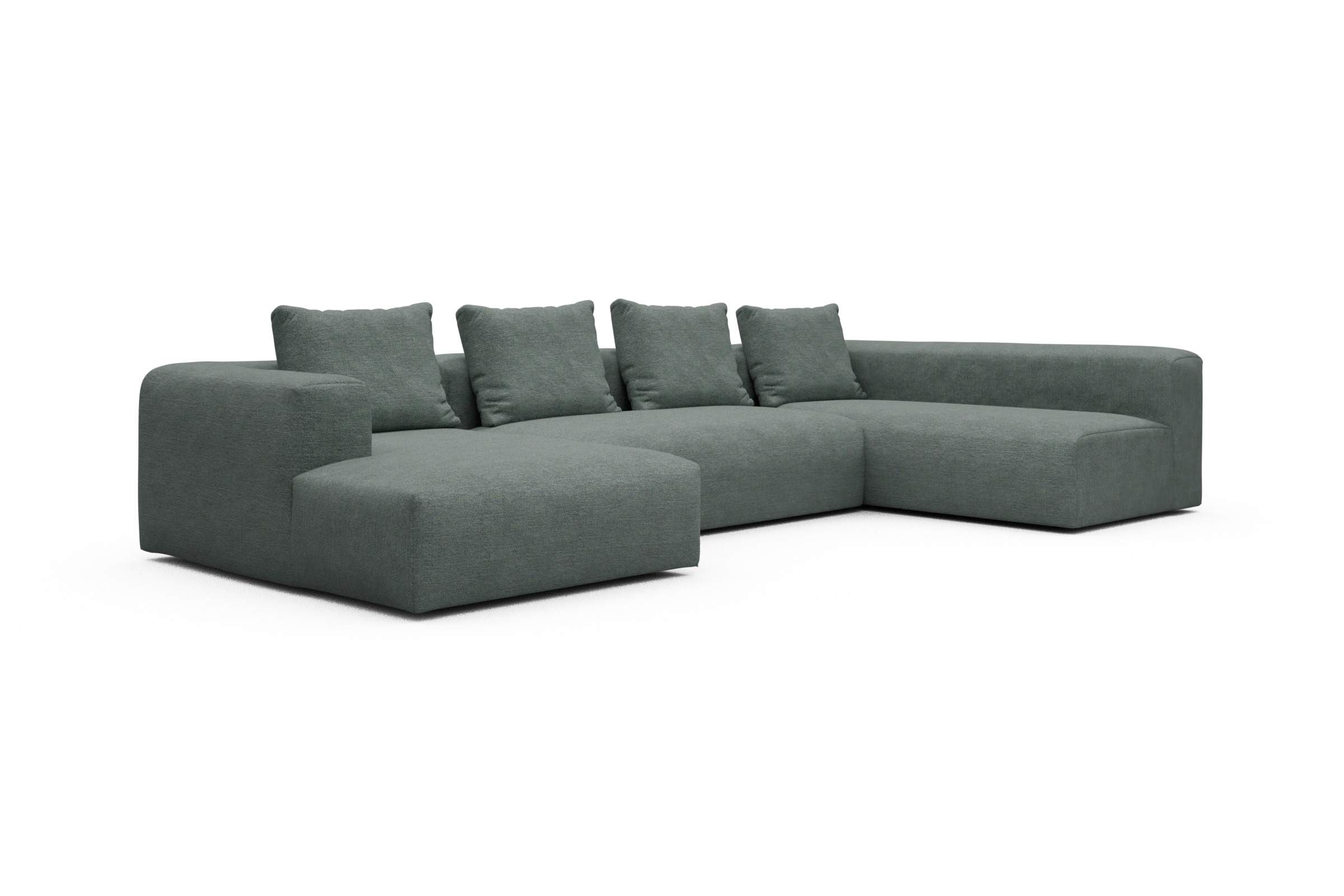Wohnlandschaft Fred Chaiselongue links mit 2-Sitzer und lange Armlehne rechts Carreno-Ice-Blue