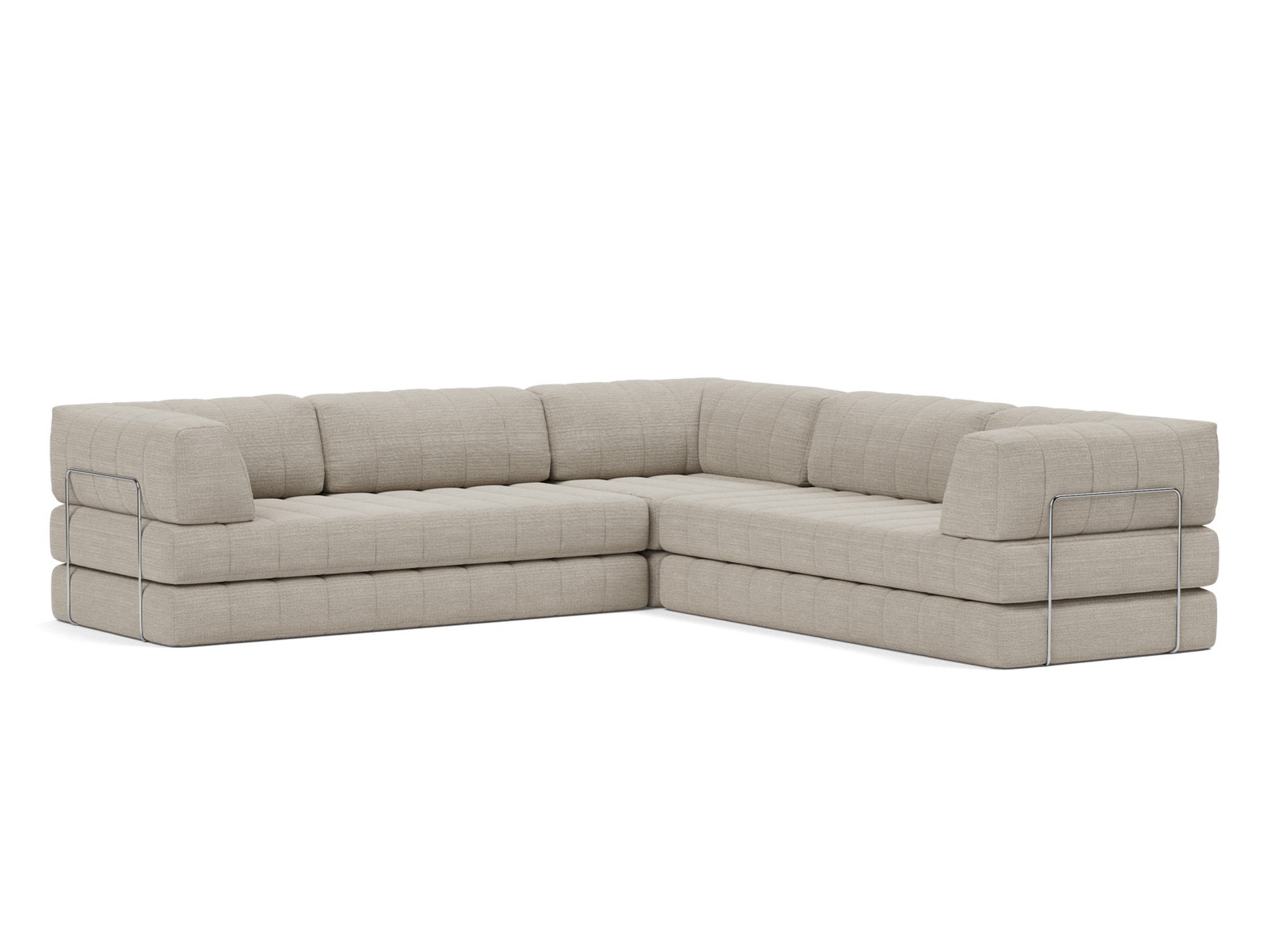 Eck-Schlafsofa CozyPad mit Armlehnen Strukturierter Stoff Kenya 579-Gravel