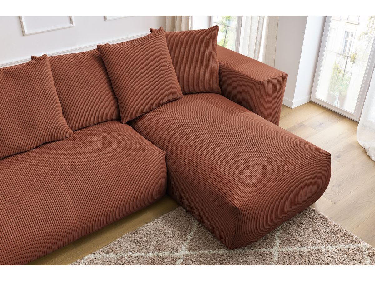 Bobochic Voltaire Wohnlandschaft 356 × 214 cm Cordsamt Orange Ecke rechts