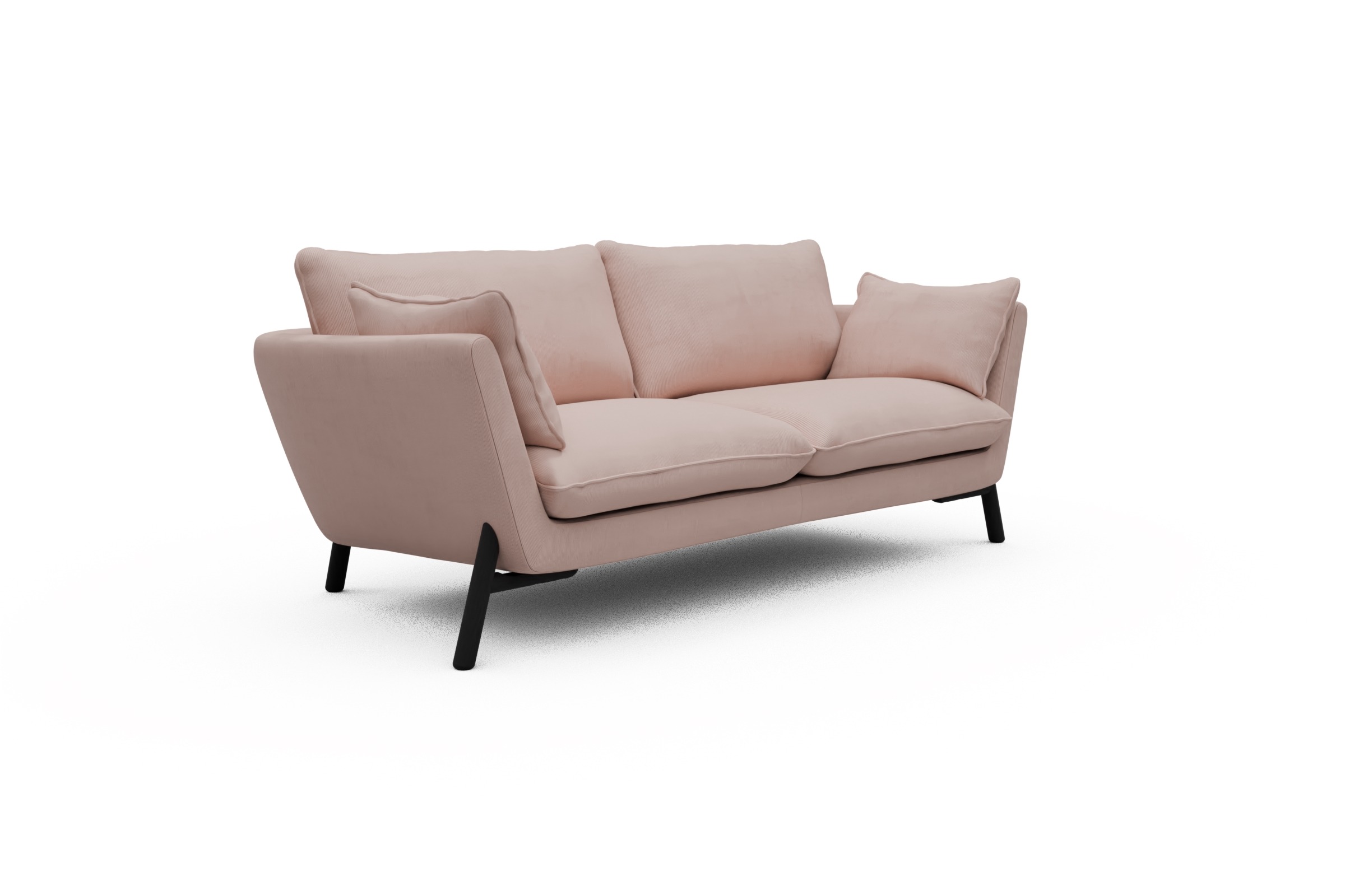 Sofa Emil 2-Sitzer Beinfarbe Eiche Schwarz Cordufine-Blush