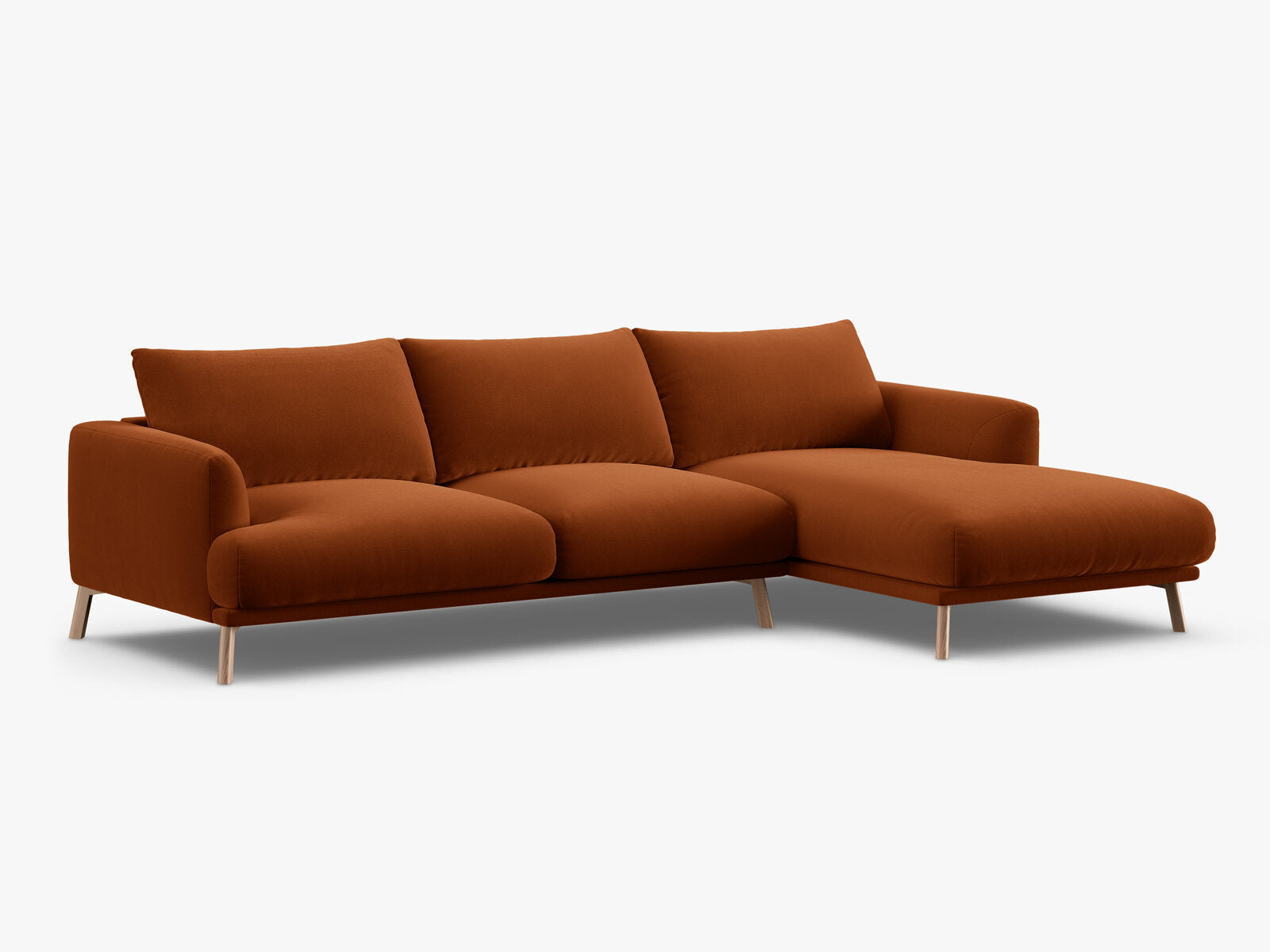 Micadoni Ecksofa Naomi 4-Sitzer Rechts Samt Salvador Terrakotta