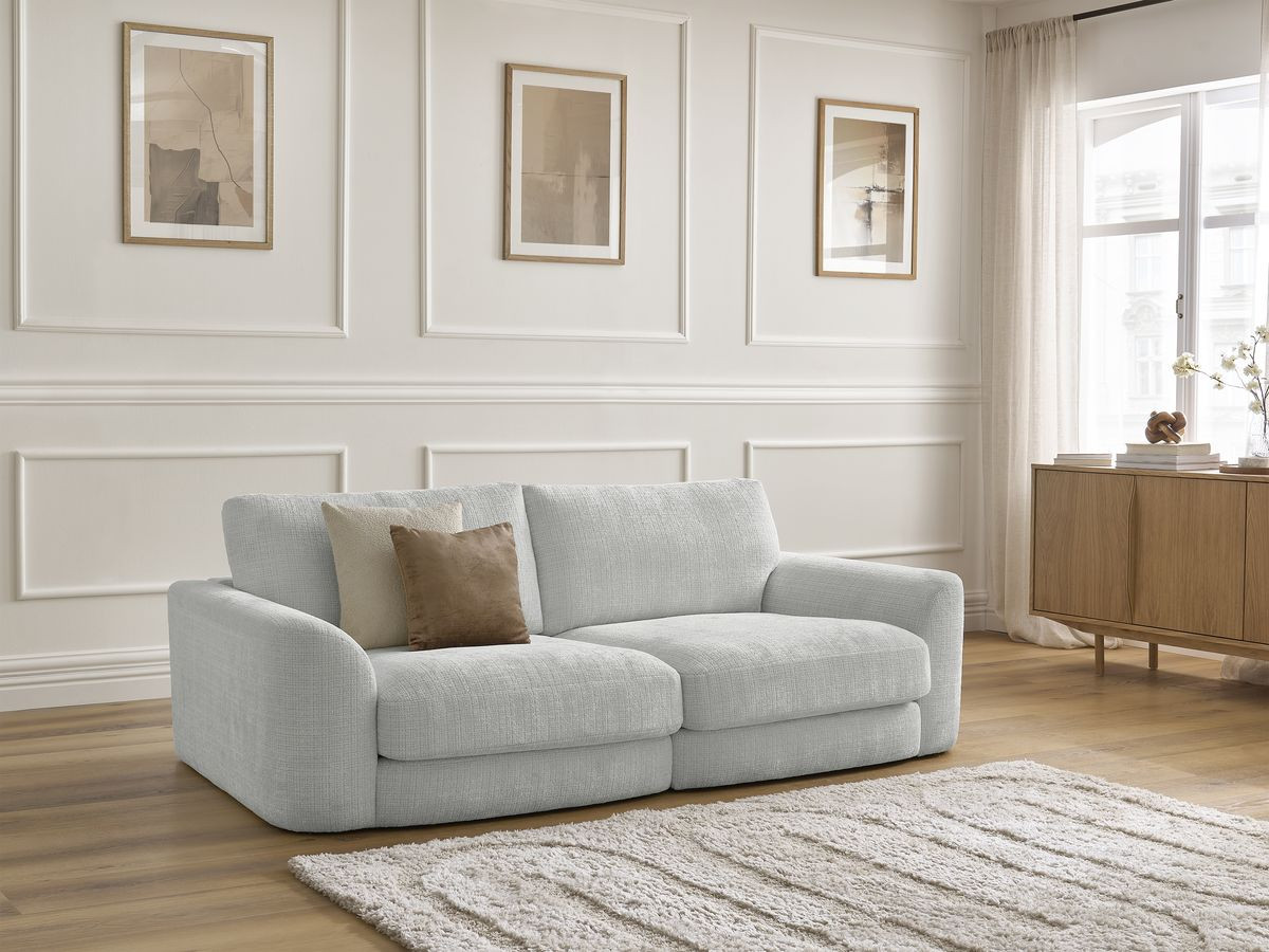 Bobochic Leonore Sofa 3-Sitzer Strukturstoff Hellgrau