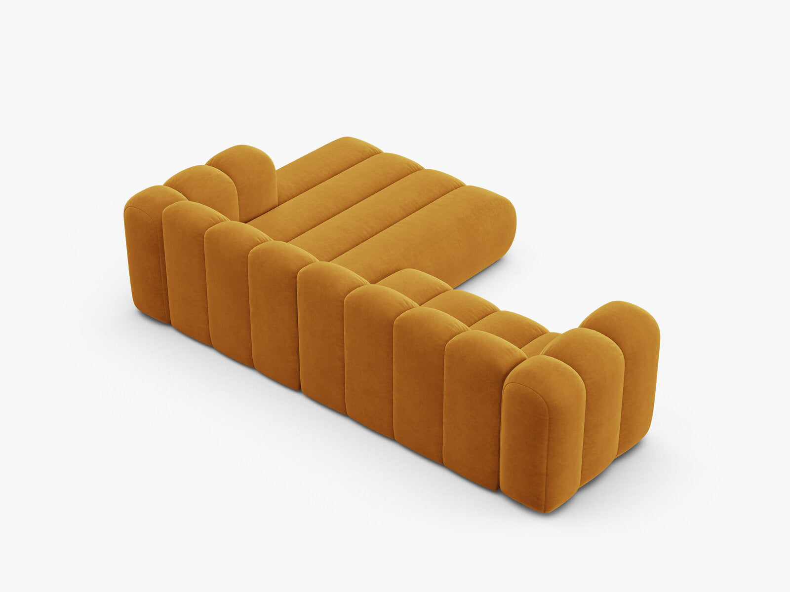 Micadoni Modulares Ecksofa Lupine 4-Sitzer mittelgroß Rechts Samt Venus Gelb
