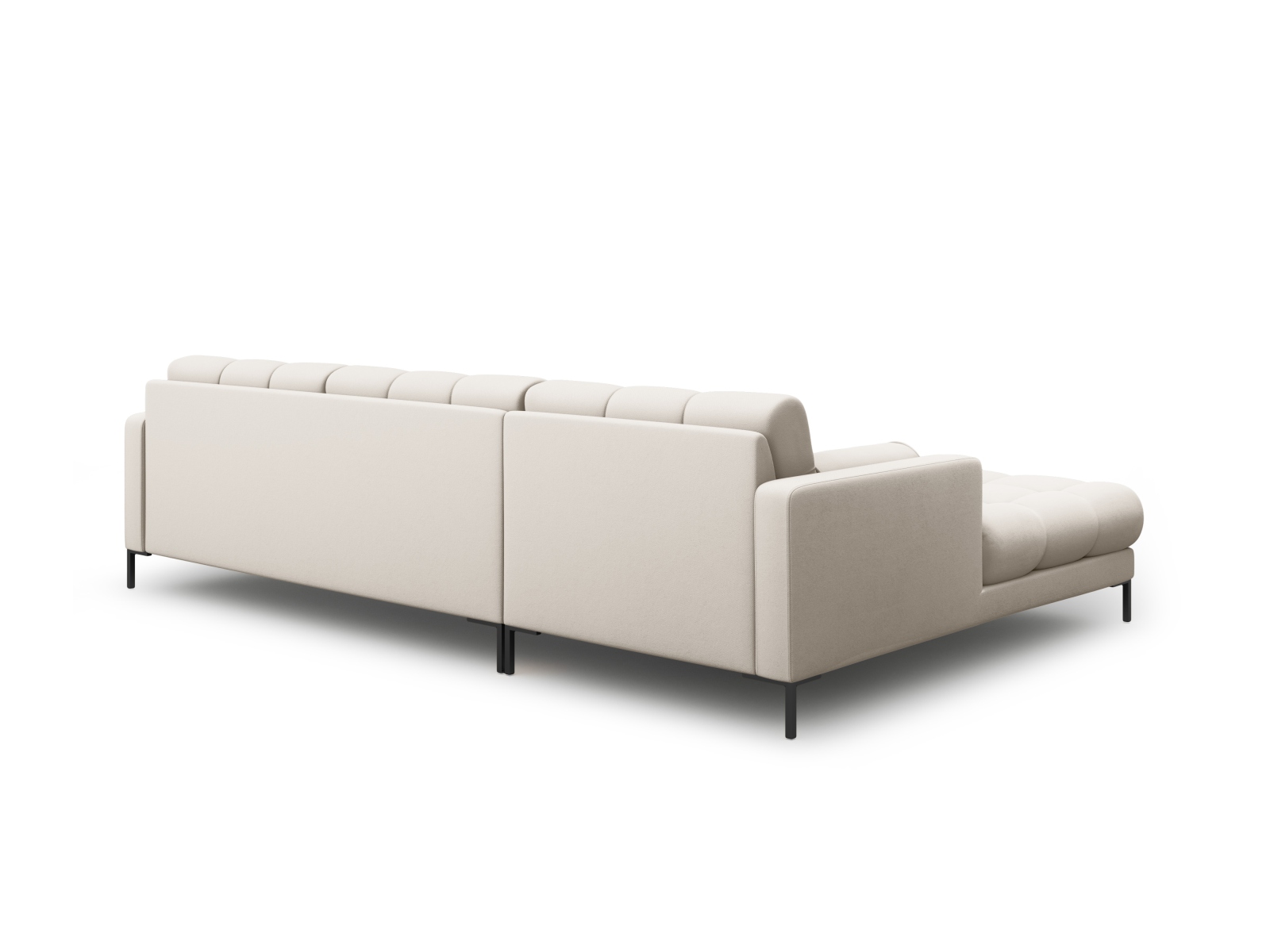 Cosmopolitan Design Ecksofa Bali 5-Sitzer Strukturierter Stoff Neve Beige Links Beine Schwarzes Metall