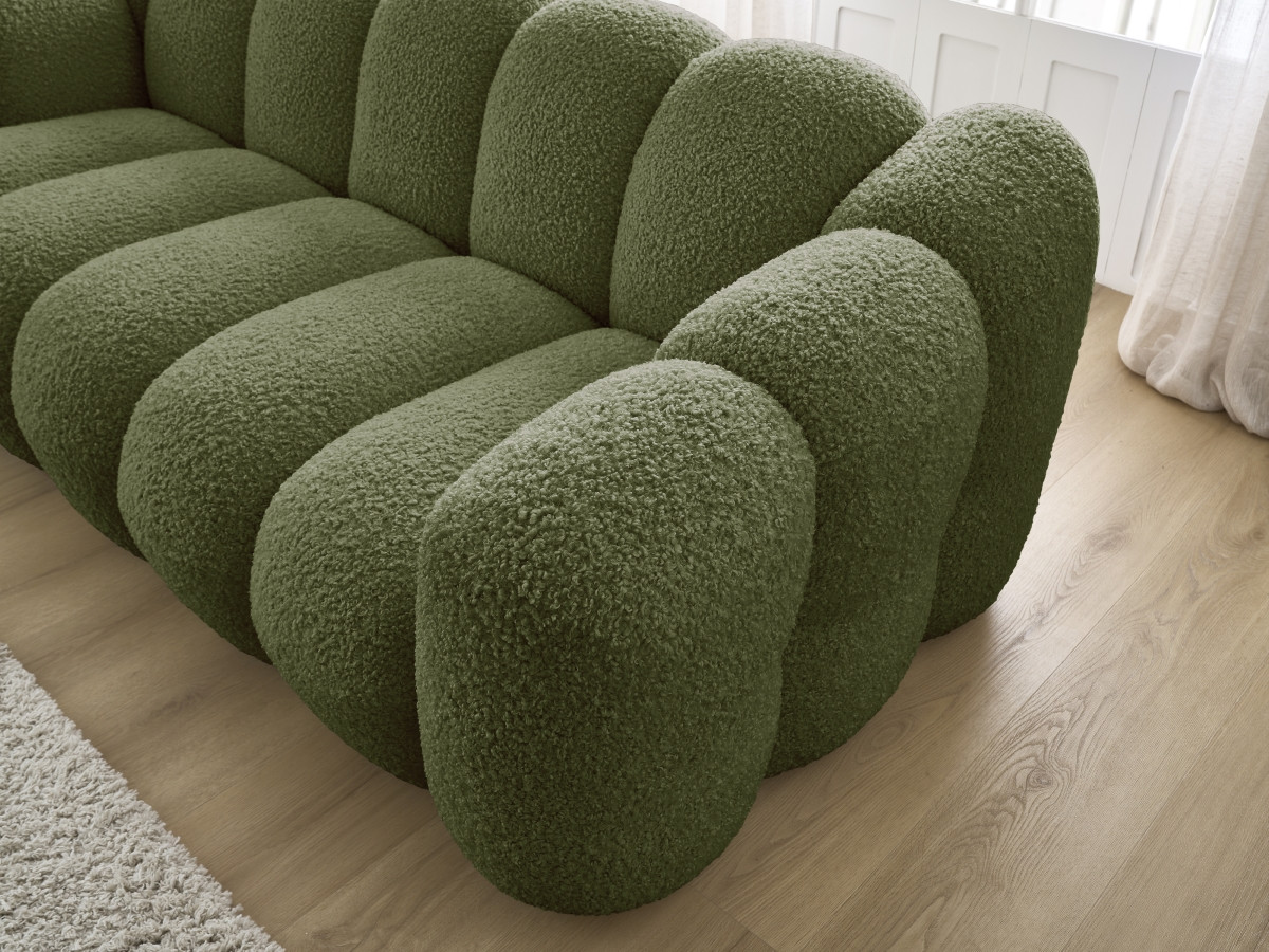 Bobochic Hippolyte Sofa 3-Sitzer Bouclé-Stoff Grün