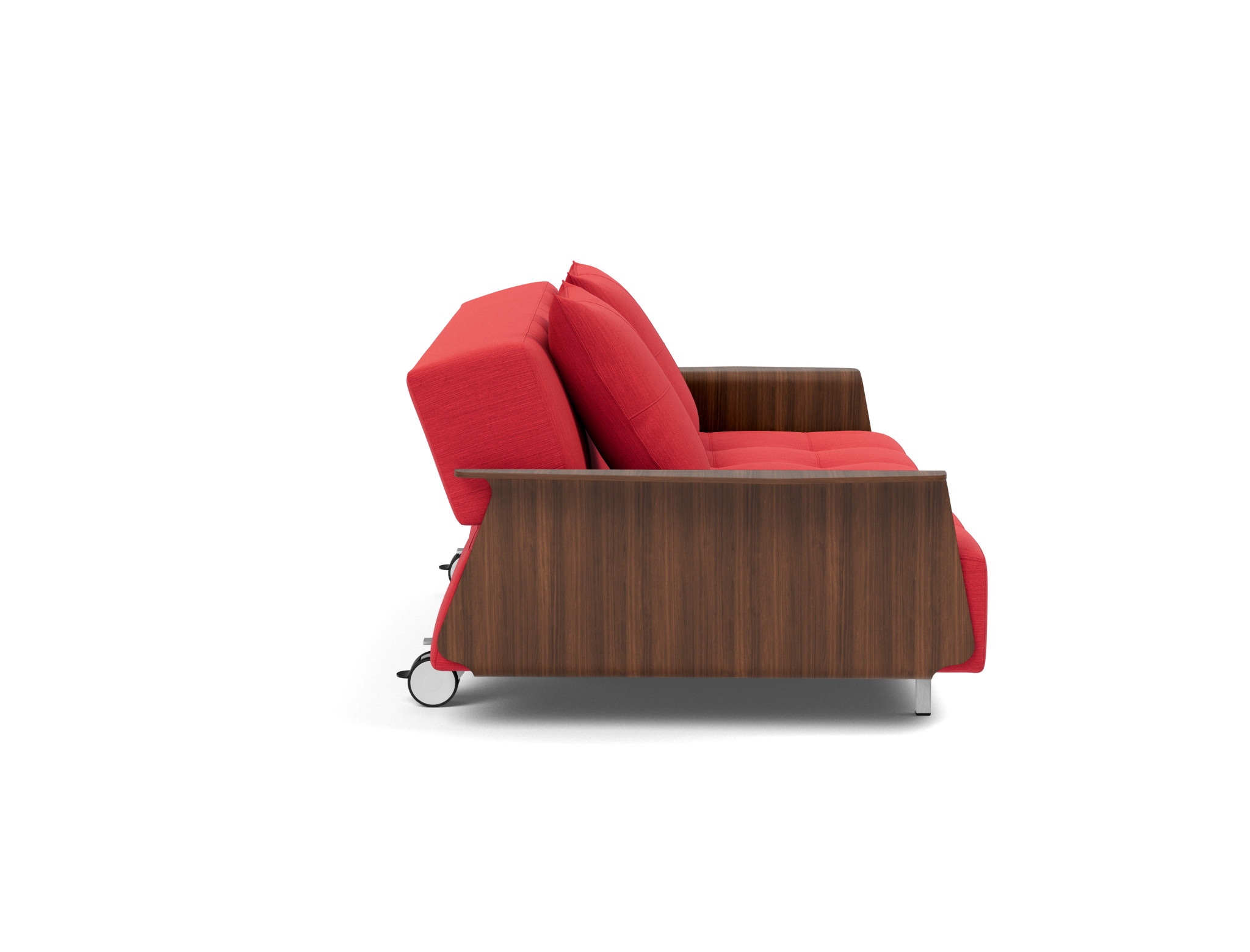 Schlafsofa Long Horn D.E.L. mit Armlehnen Flachgewebe Elegance 511-Red