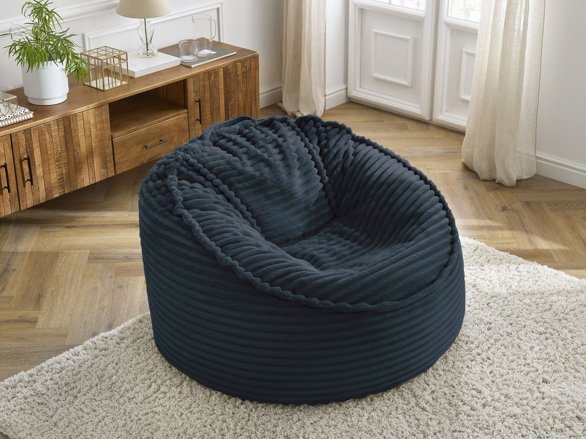 Bobochic Socrate Pouf Breitcord weich Dunkelblau