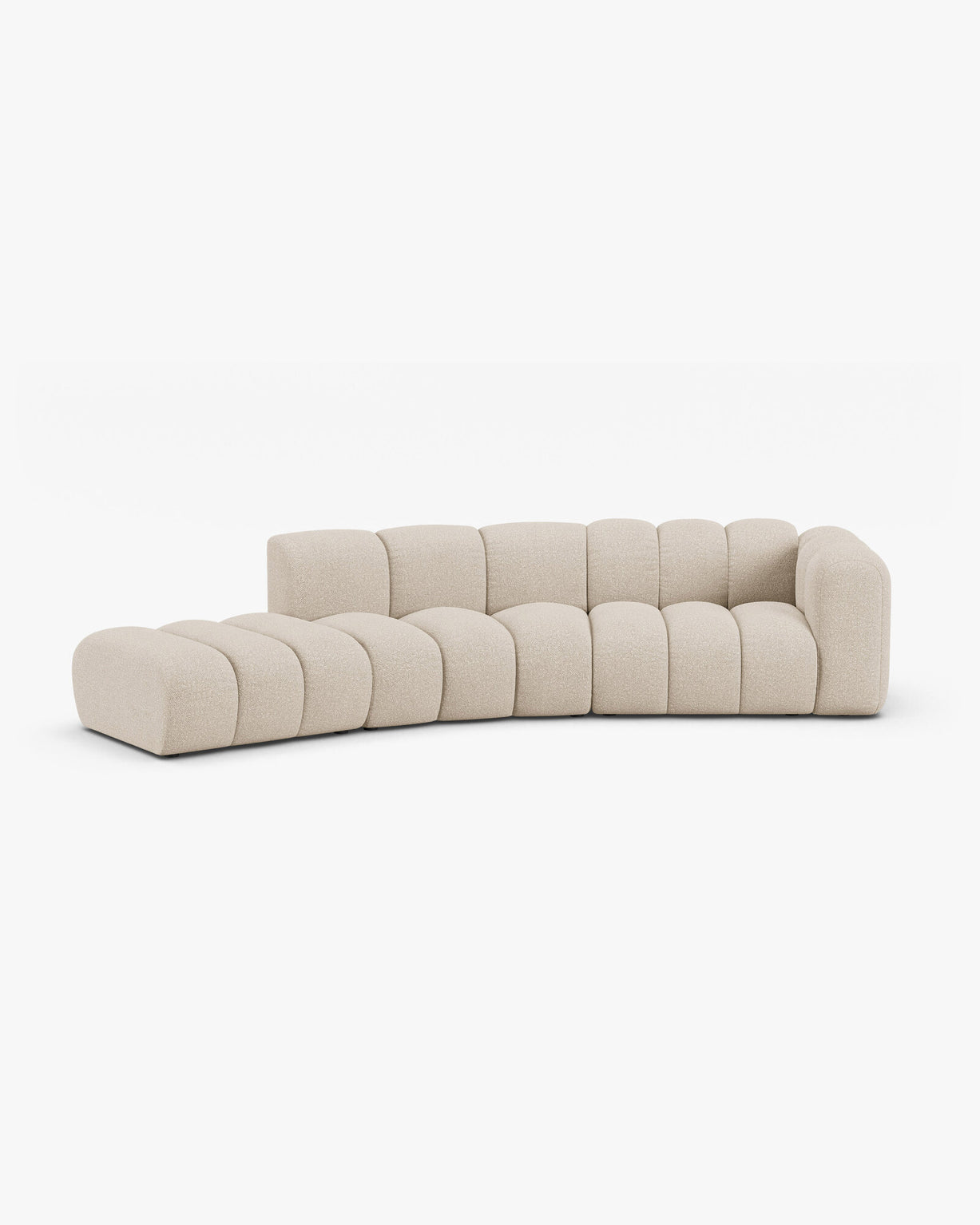 Micadoni Modulares Sofa Lupine 5-Sitzer Links Boucle Baloo Beige