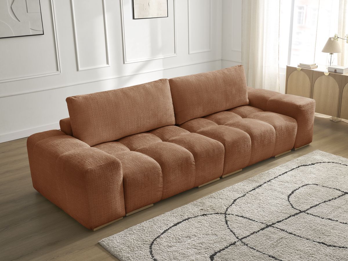 Bobochic Anakin Sofa 3-Sitzer, 2 Kissen Strukturstoff Orange