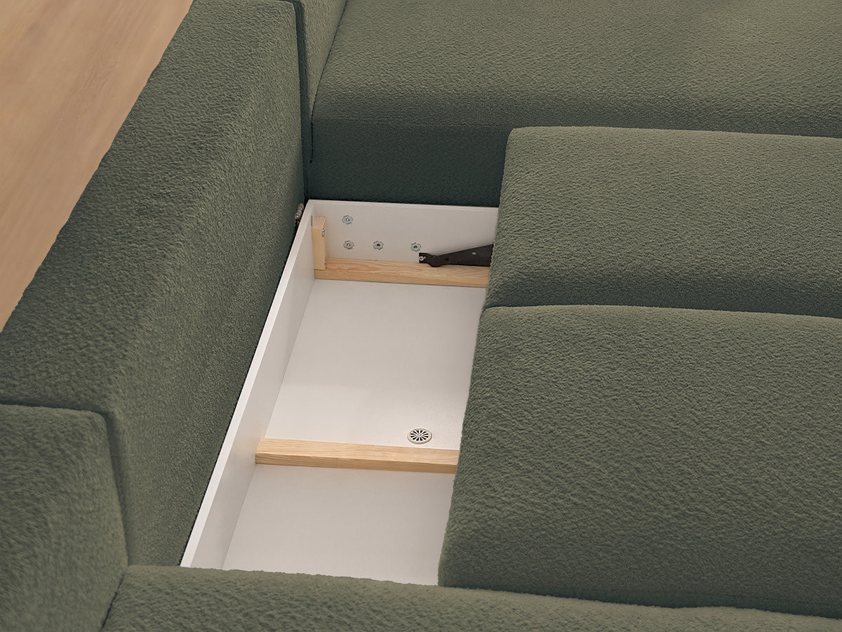Bobochic Montaigne Wohnlandschaft Bouclé-Stoff Grün Ecke rechts