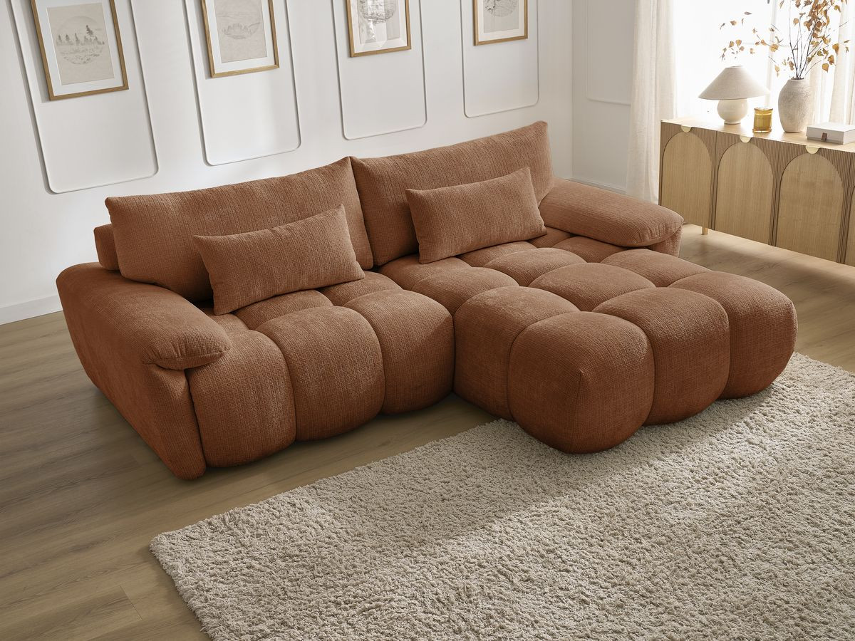 Bobochic Ivane Ecksofa Strukturstoff Orange Ecke rechts