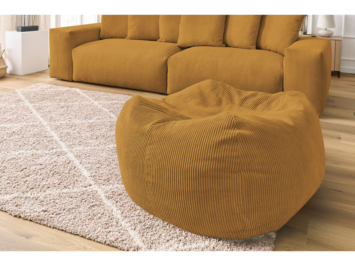 Bobochic Voltaire Sofa 5-Sitzer mit Pouf Cordsamt Gelb
