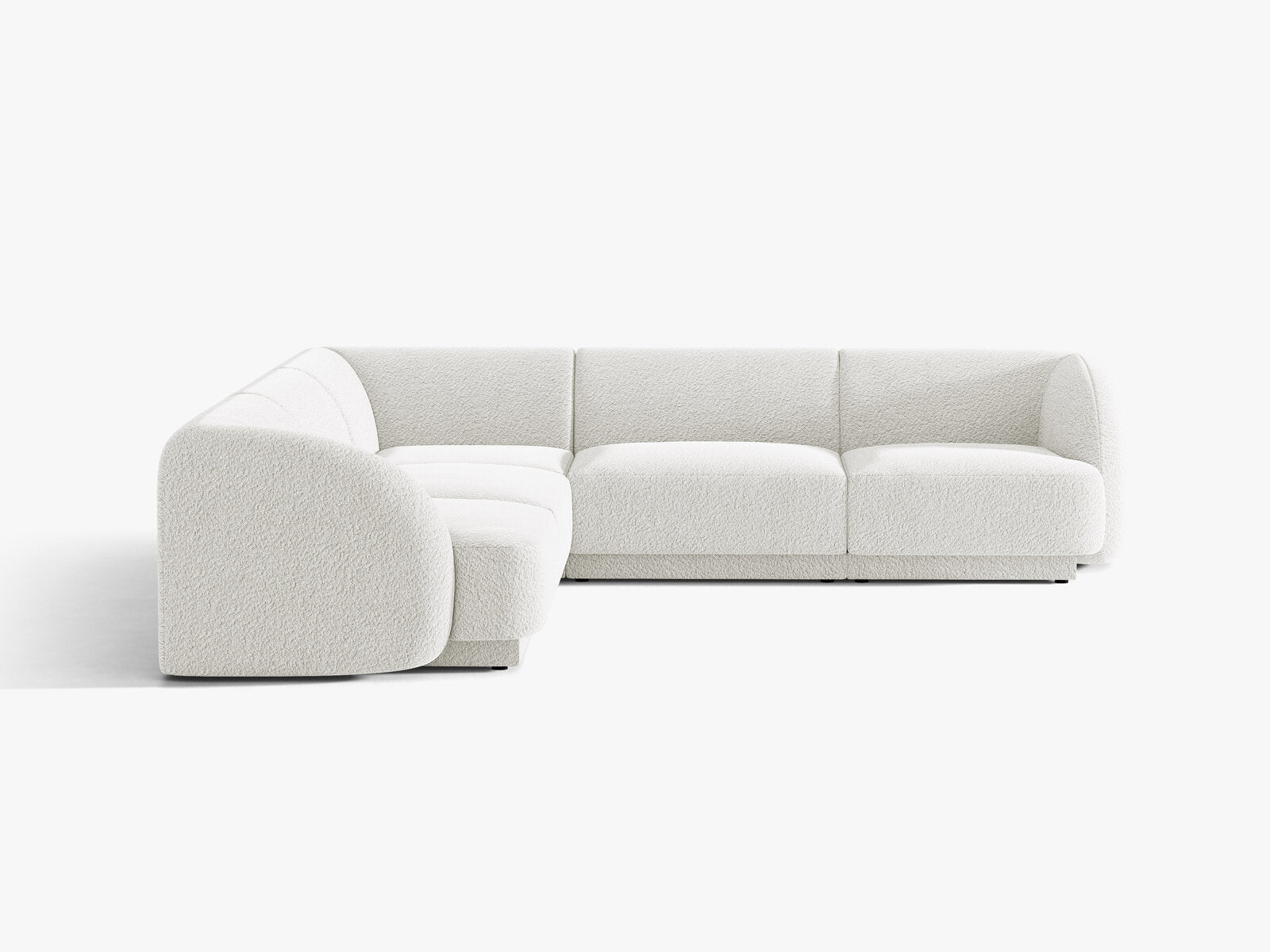 Micadoni 5-Sitzer Symmetrisches Ecksofa Miley Boucle Baloo Weiß