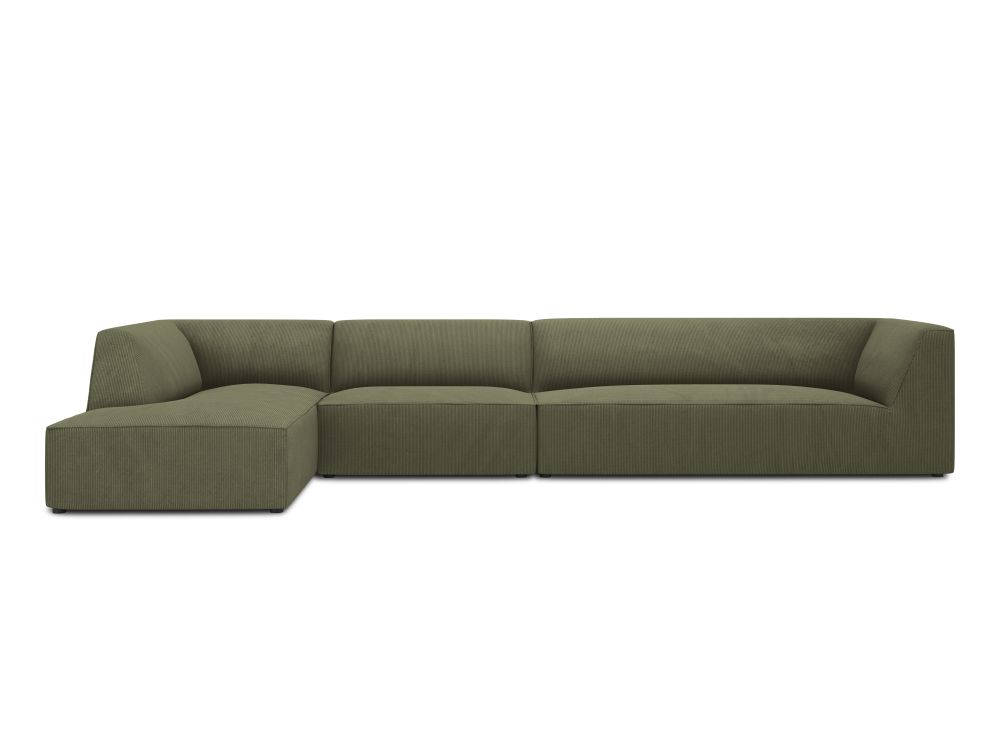 Cosmopolitan Design Ecksofa Siena 5-Sitzer Kord Scala Grün Links