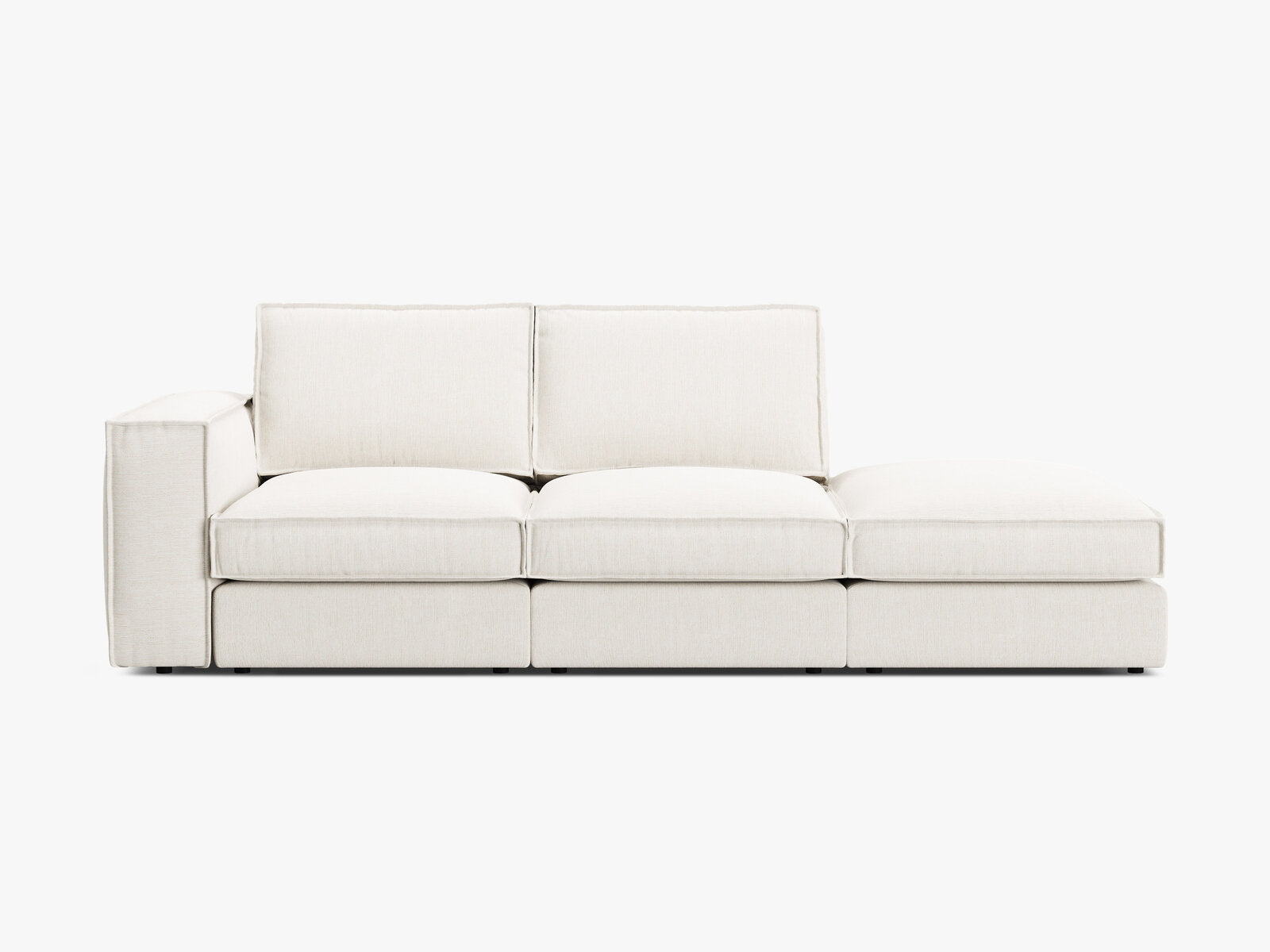 Micadoni modulares offenes Sofa Pola 3-Sitzer Rechts Strukturierter Stoff Babel Weiß