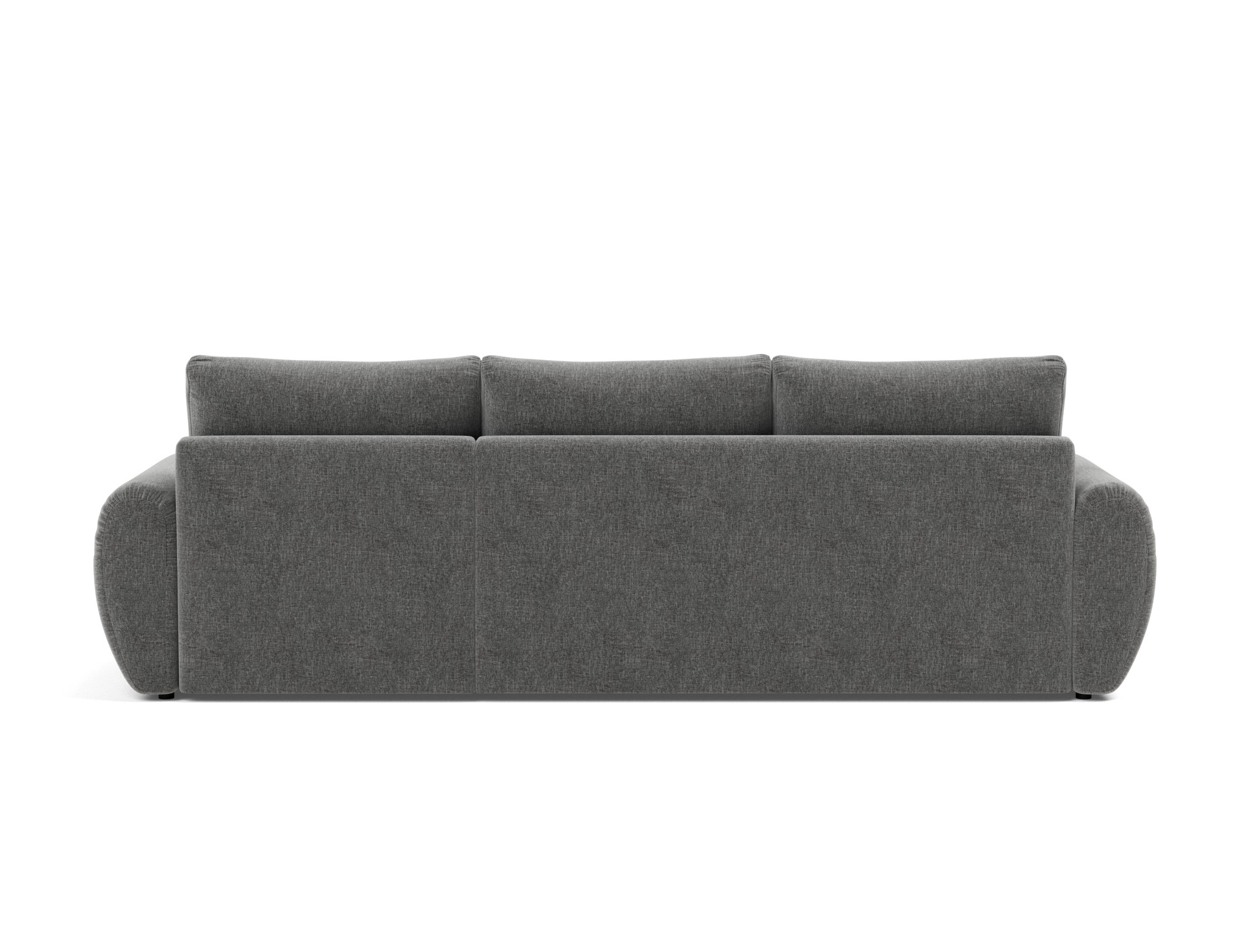 Schlafsofa Norum mit Chaiselongue und Curve-Armlehnen Strukturierter Stoff Twist 563-Charcoal