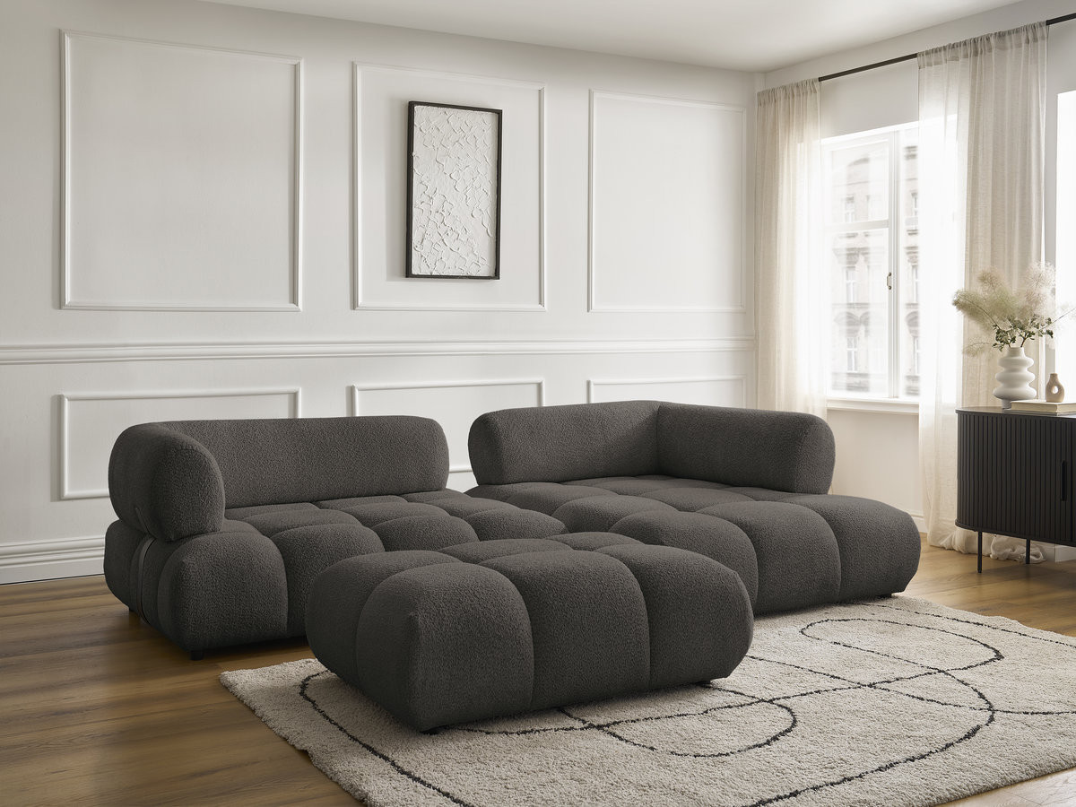 Bobochic Alya Ecksofa mit Pouf Bouclé-Stoff Braun Ecke rechts