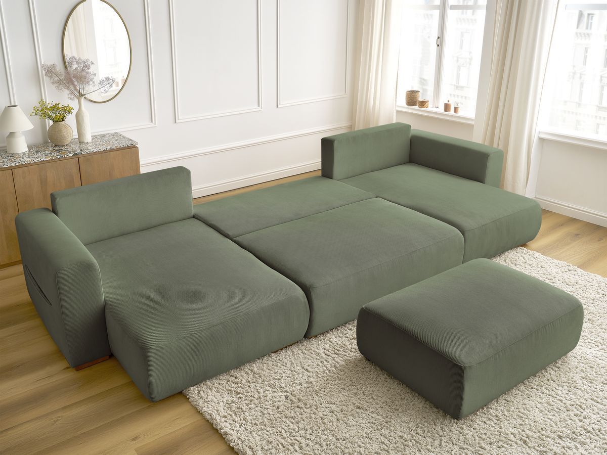 Bobochic Sidonie Wohnlandschaft mit Pouf Cordsamt Grün