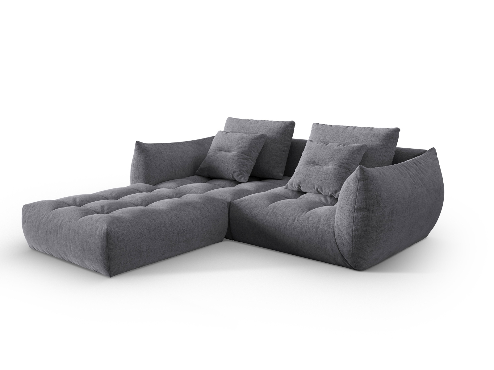 Micadoni Ecksofa Bloom 3-Sitzer Strukturierter Stoff Grau