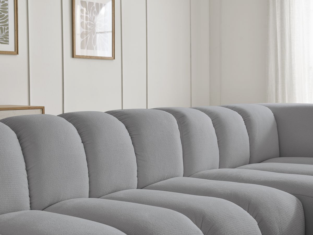 Bobochic Talia Ecksofa mit Pouf Melange-Stoff Hellgrau Ecke rechts