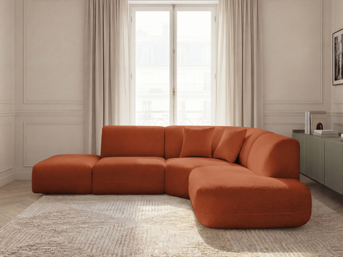 Bobochic Anda Ecksofa 279 × 264 cm Chenille Orange Ecke rechts