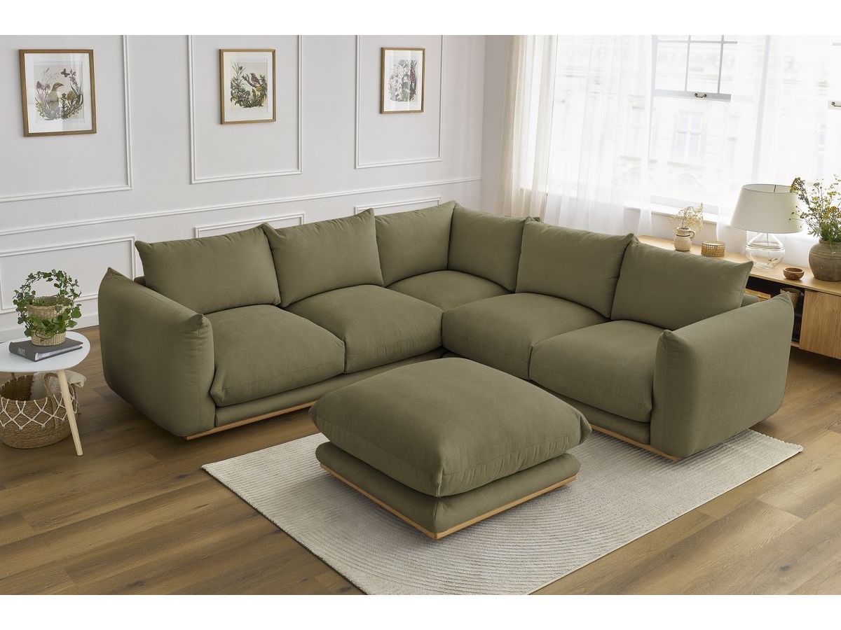 Bobochic Ernest Ecksofa mit Pouf Stoff Grün