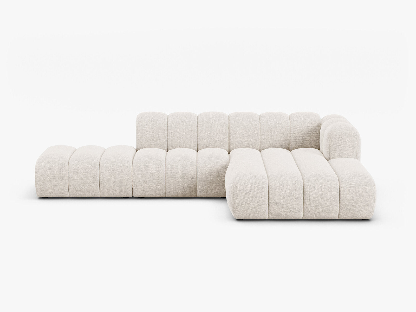 Micadoni Modulares Ecksofa offen Lupine 5-Sitzer Rechts Chenille Eden Helles Beige