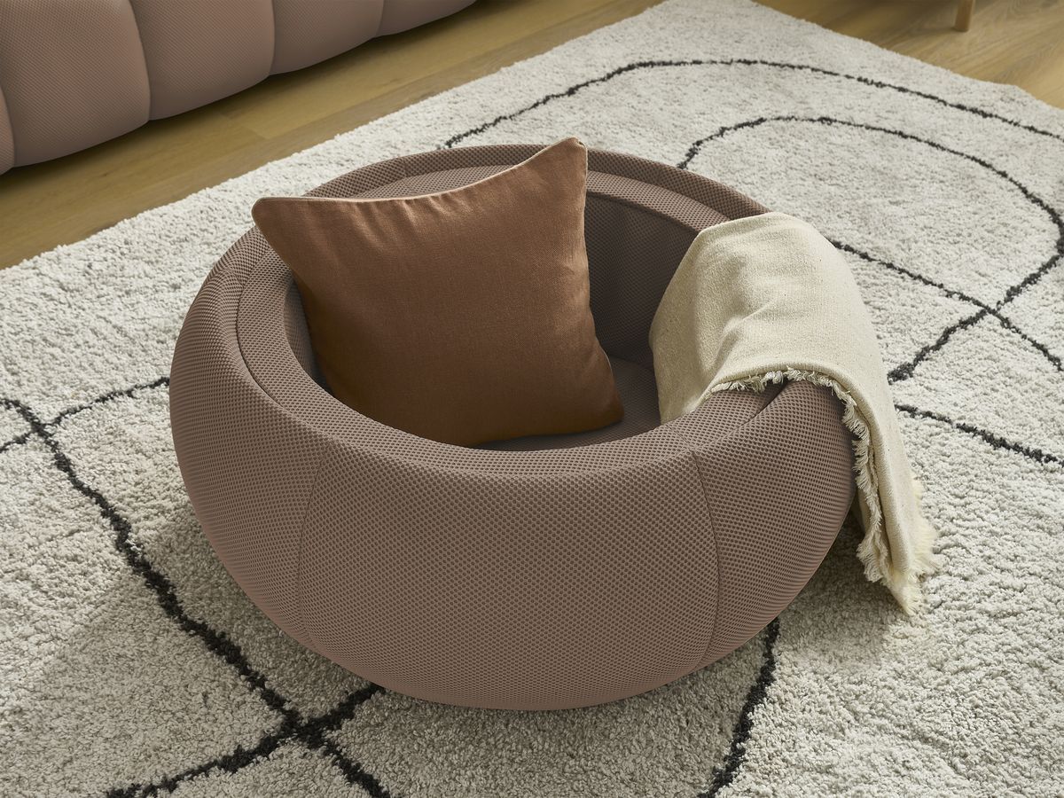 Bobochic Hayden Sofa 3-Sitzer mit Pouf 256 × 107 cm Mesh-Stoff Braun
