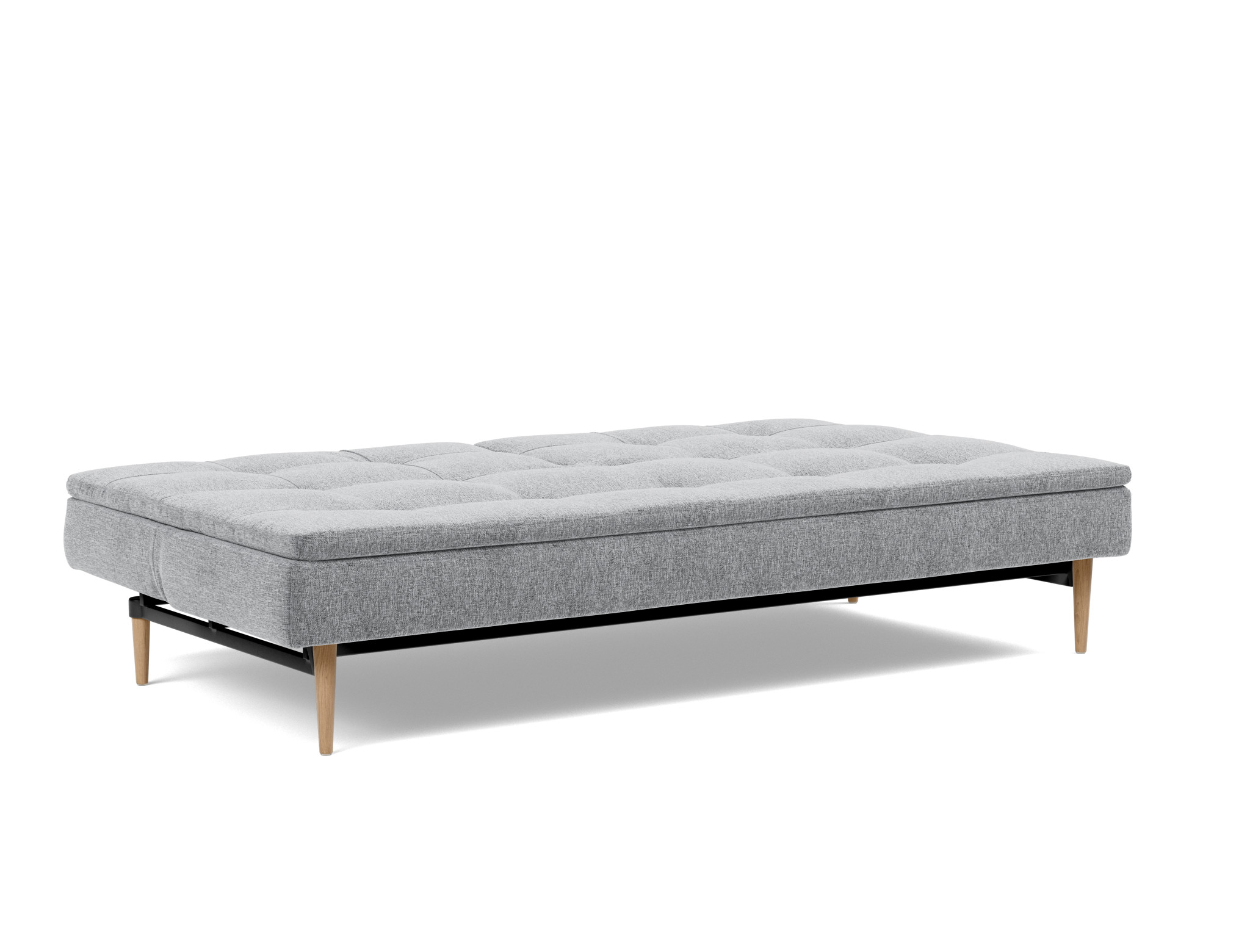 Schlafsofa Dublexo Strukturierter Stoff Twist 565-Granite Beine Styletto Eiche hell