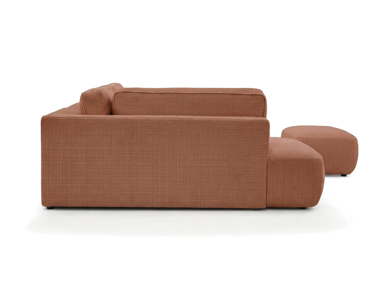 Bobochic Denise Ecksofa mit Schlaffunktion und Bettkasten und Pouf 256 × 197 cm Strukturstoff Orange Ecke links