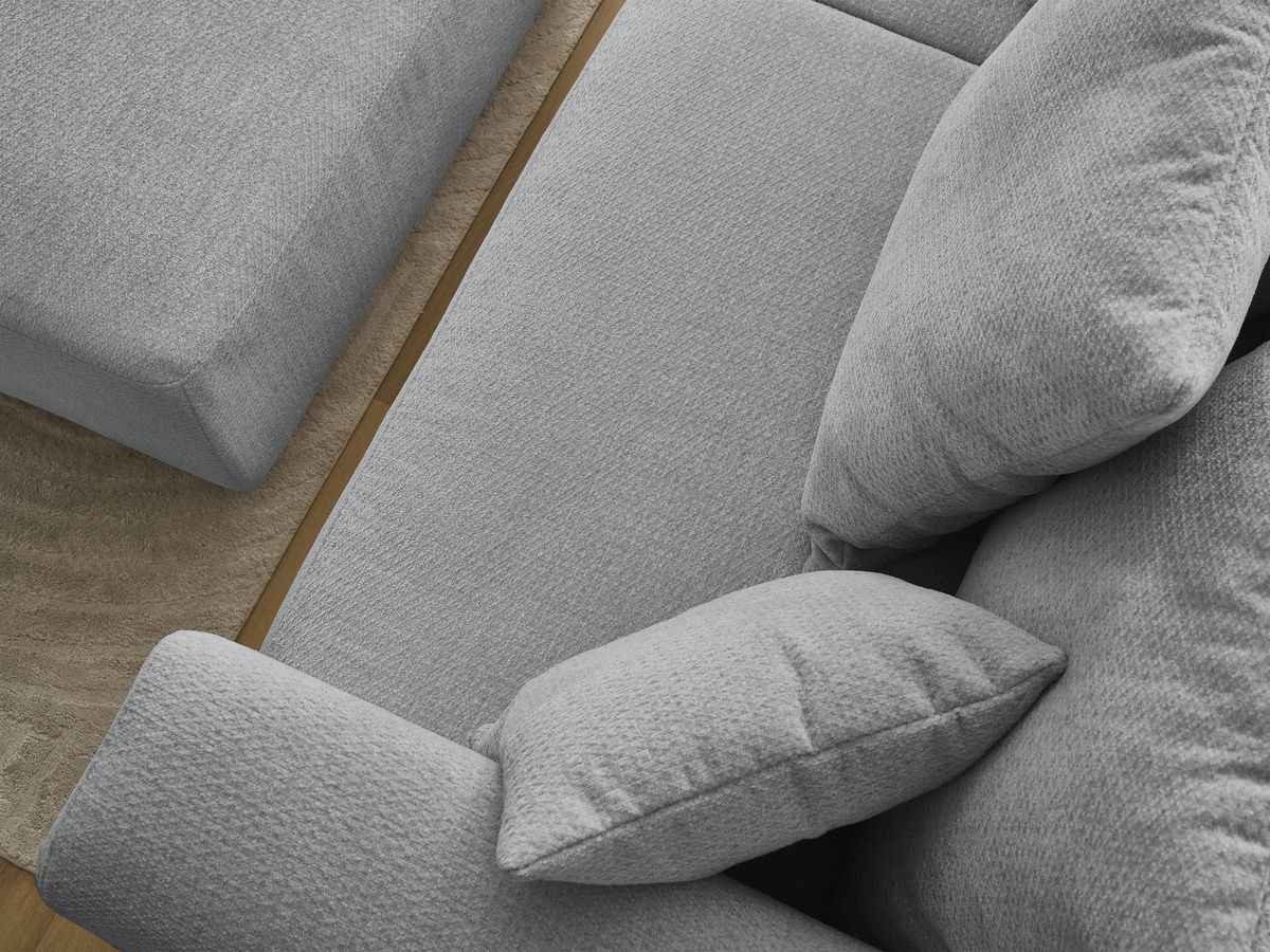 Bobochic Sidonie Sofa 3-Sitzer mit Pouf Melange-Stoff Dunkelgrau