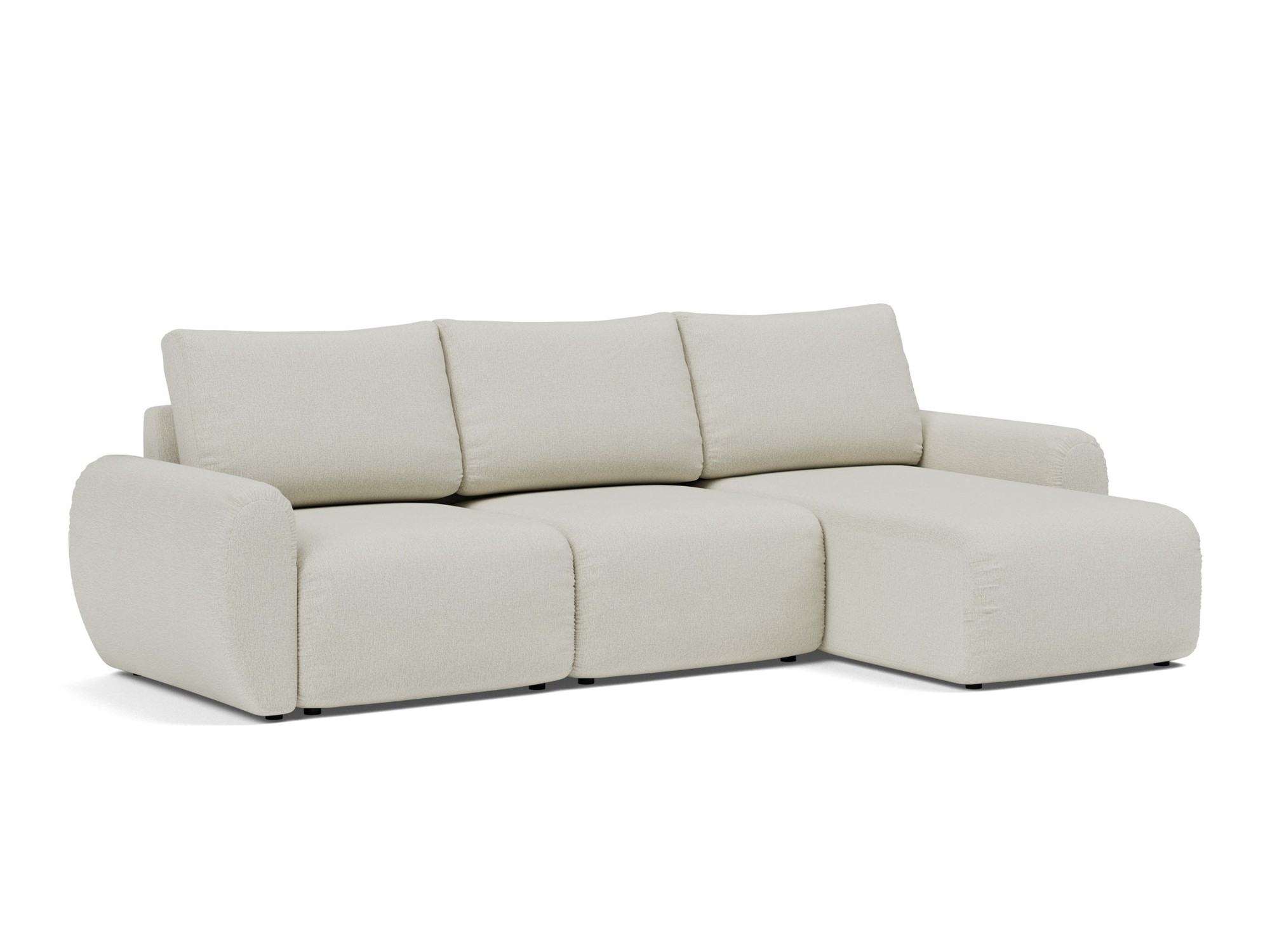 Schlafsofa Norum mit Chaiselongue und Curve-Armlehnen Flachgewebe Mixed Dance 527-Natural