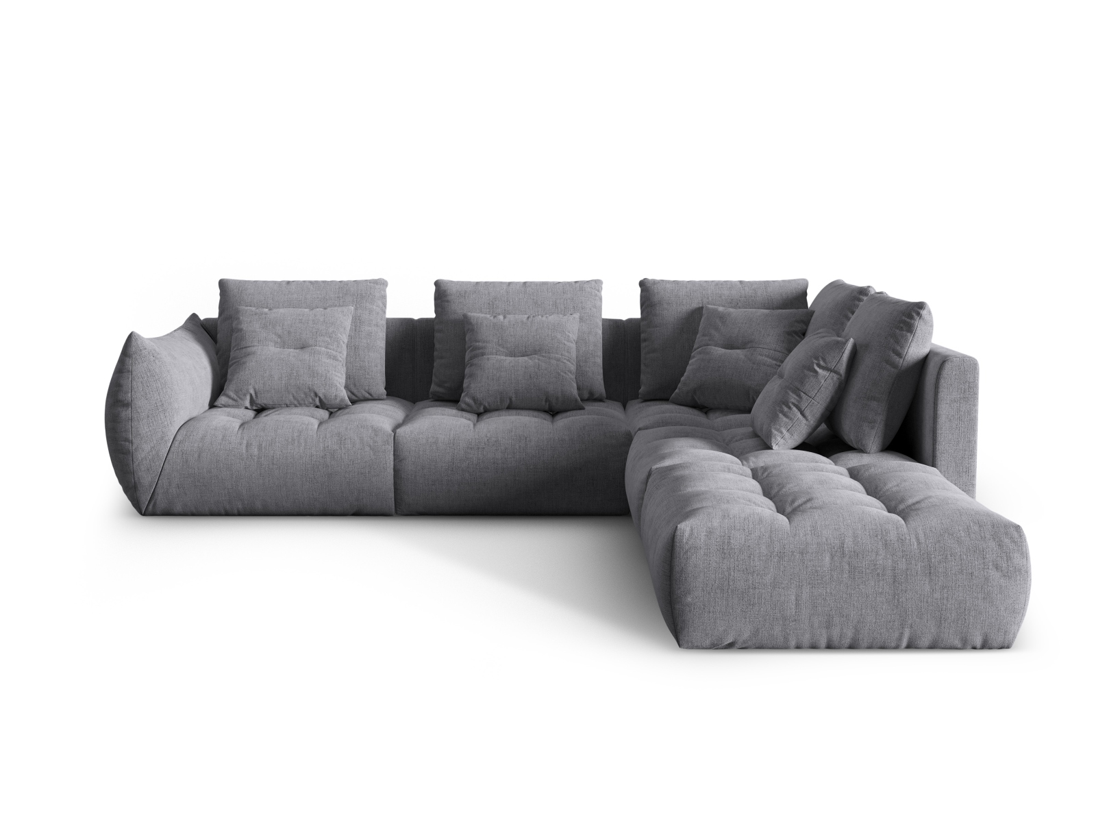 Micadoni Ecksofa Bloom 5-Sitzer Rechts Strukturierter Stoff Grau