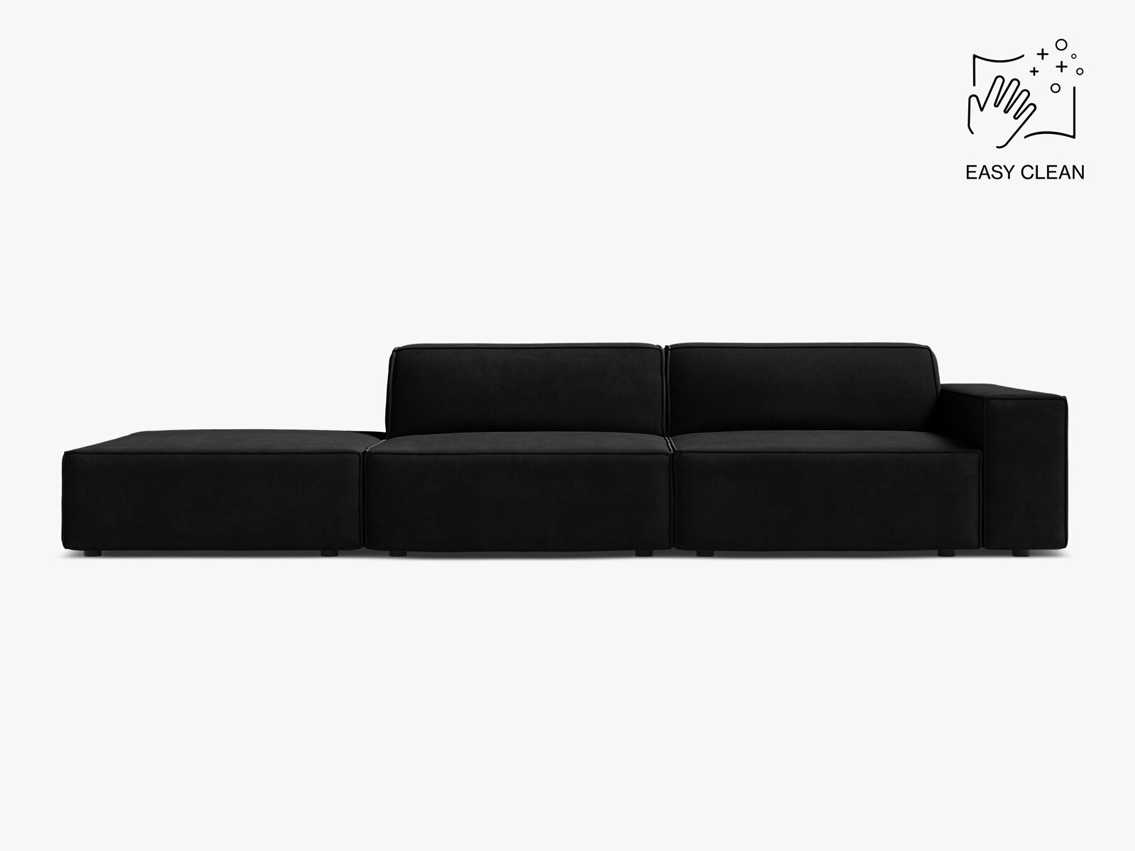 Micadoni Sofa Jodie 3-Sitzer Links Samt Venus Schwarz