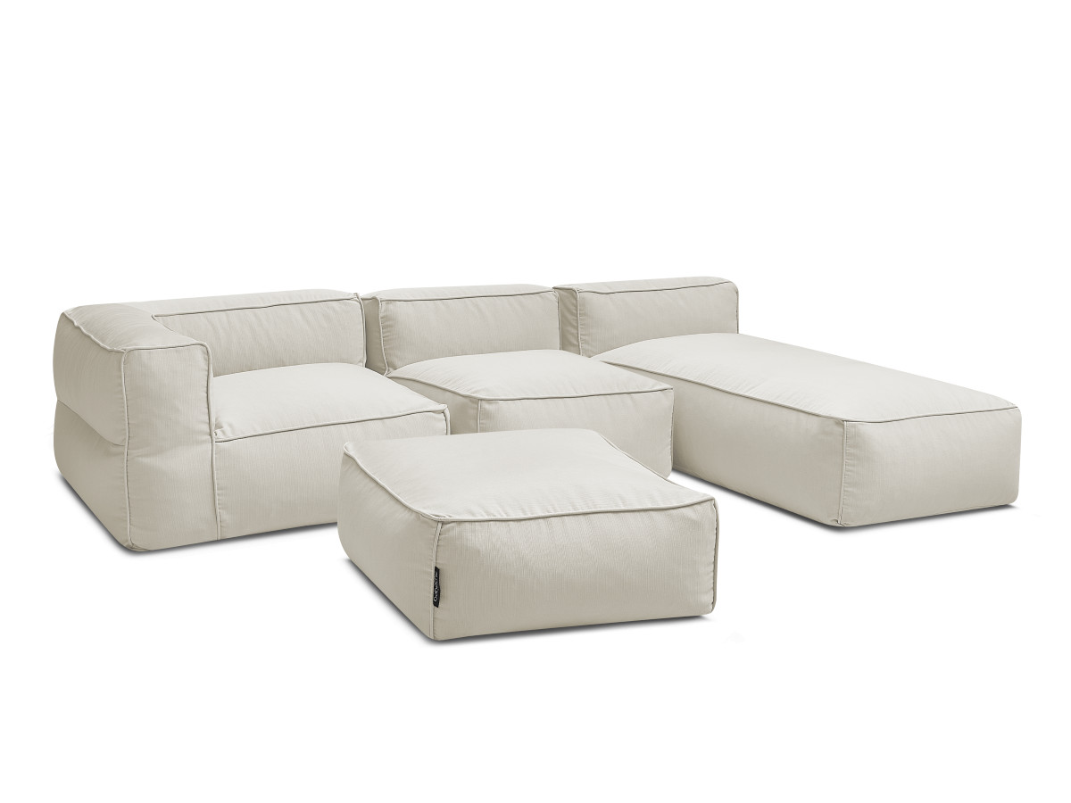 Bobochic Giulia Gartensofa 4-Sitzer mit Pouf, 1 Eckmodul Stoff Beige