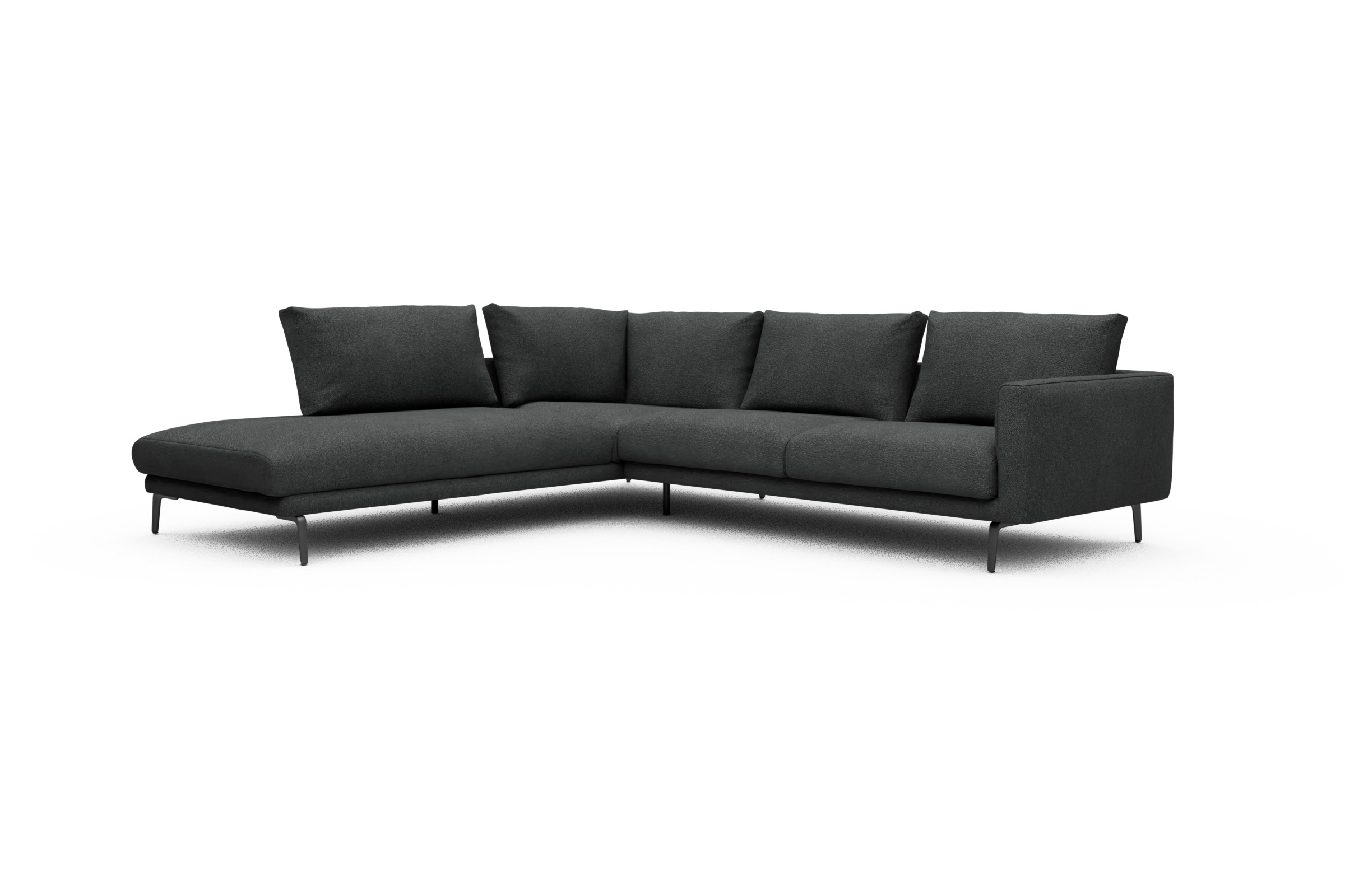 Ecksofa Karl Relax-Ecke links mit 2,5-Sitzer Boucle-Charcoal