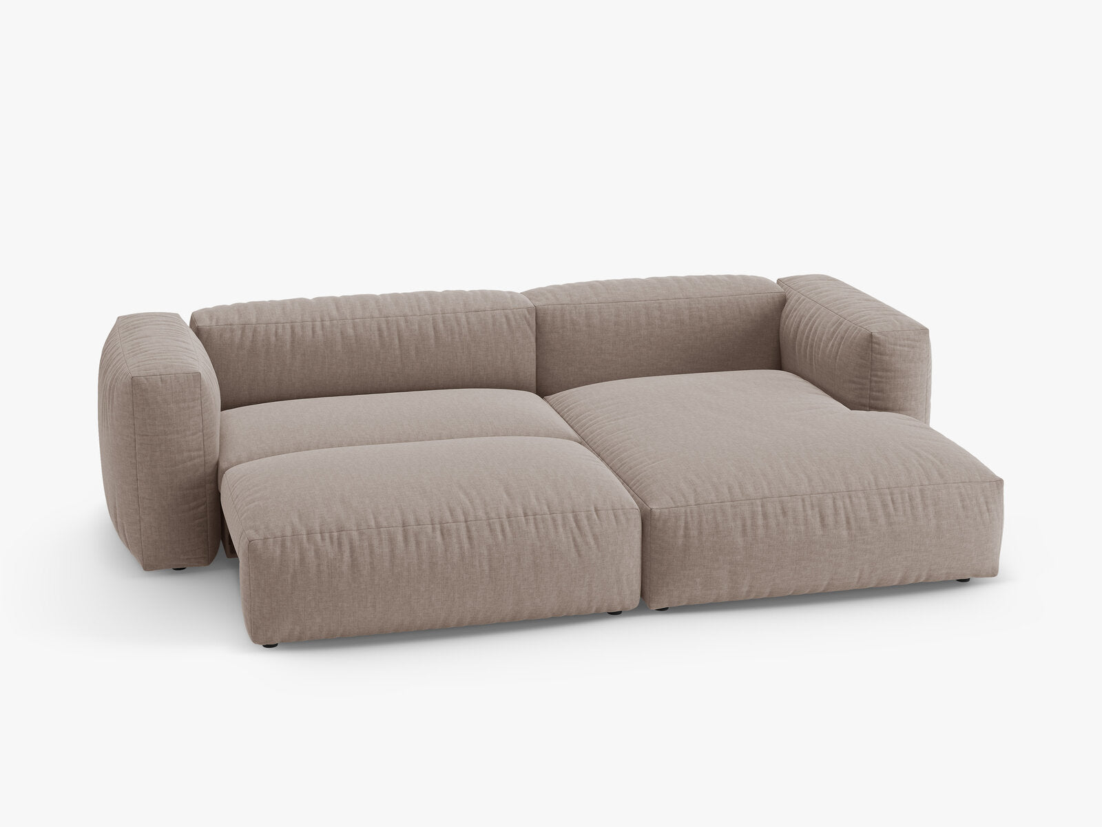 Micadoni Martina Ecksofa 4-Sitzer mit Schlaffunktion Rechts Strukturierter Stoff Boston Dunkelbeige