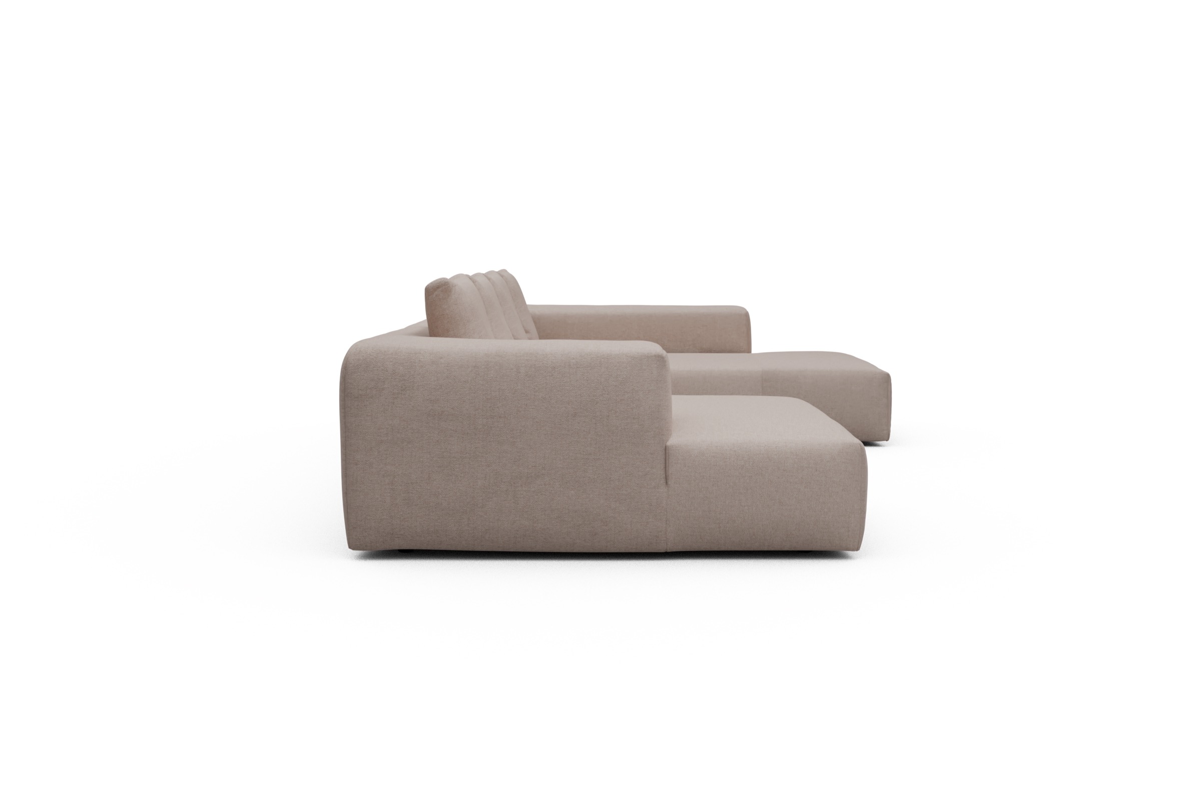 Wohnlandschaft Fred Relax-Ecke rechts mit 2-Sitzer und Chaiselongue links Weda-Sand